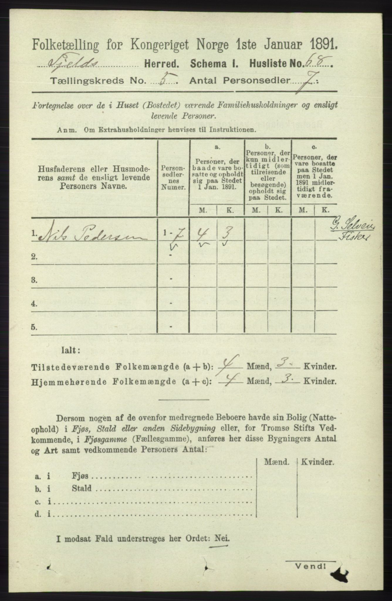 RA, 1891 census for 1246 Fjell, 1891, p. 2551