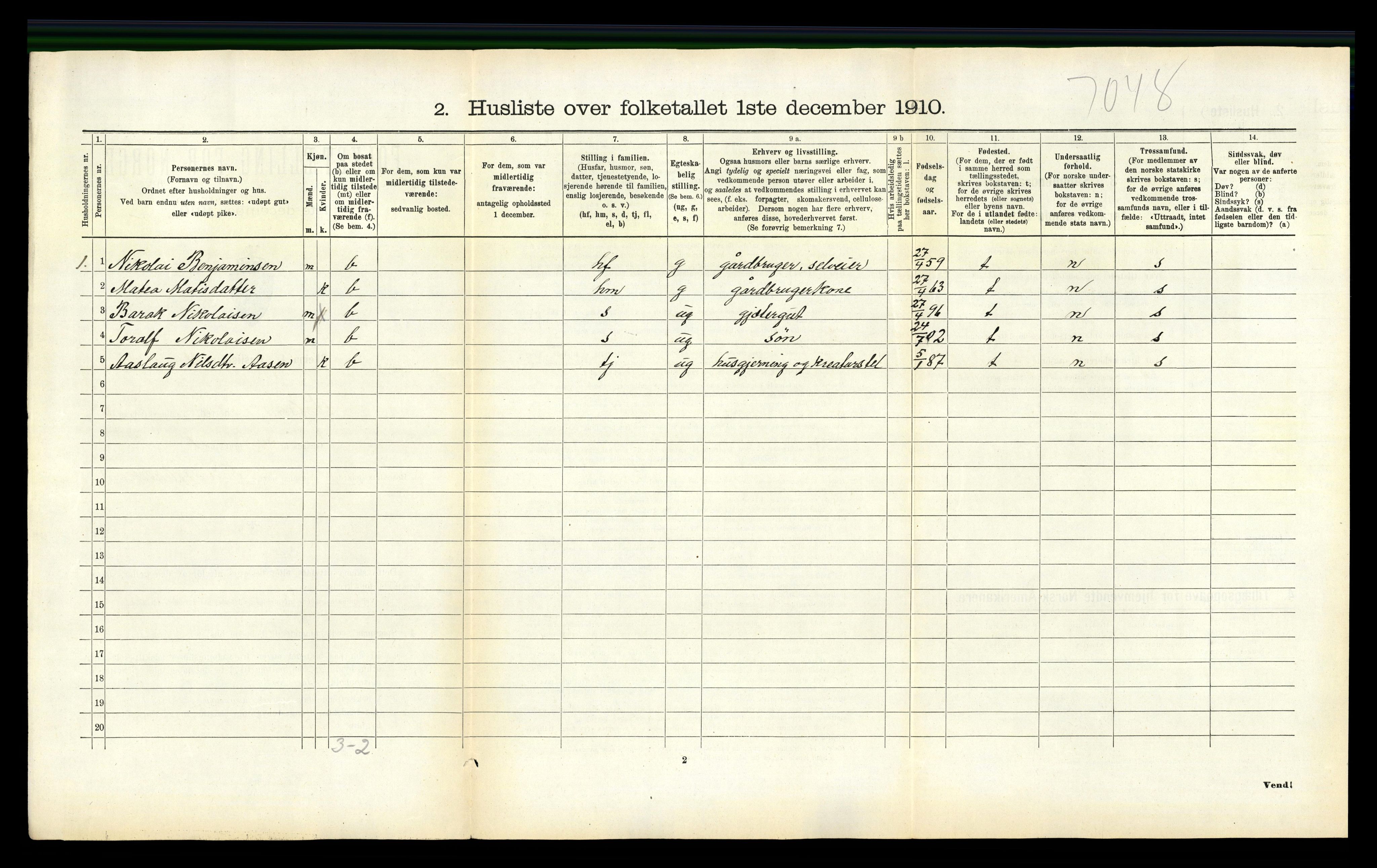 RA, 1910 census for Vefsn, 1910, p. 453