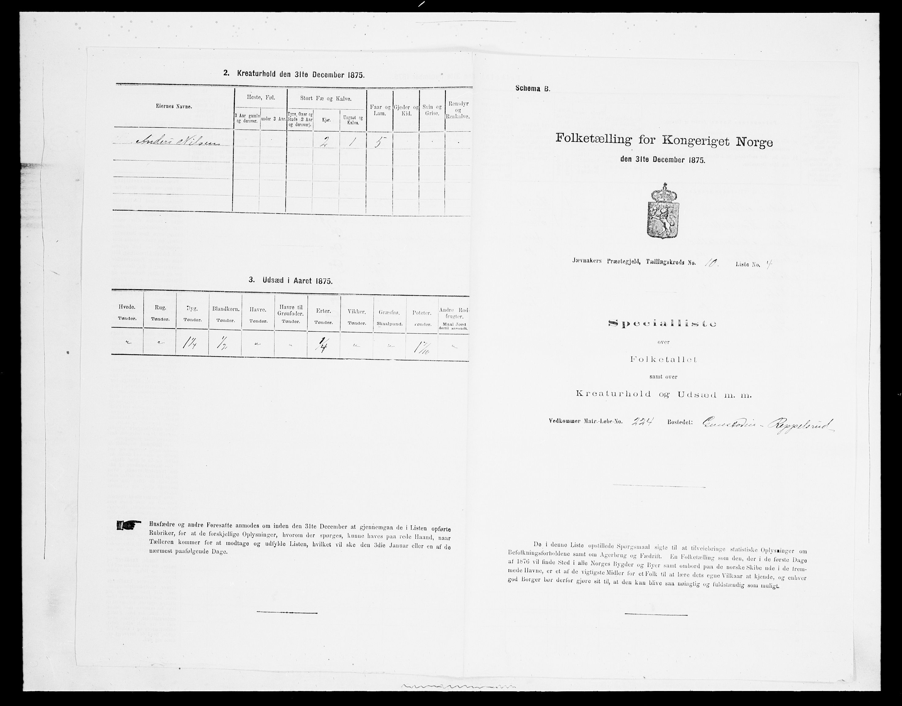 SAH, 1875 census for 0532P Jevnaker, 1875, p. 1712