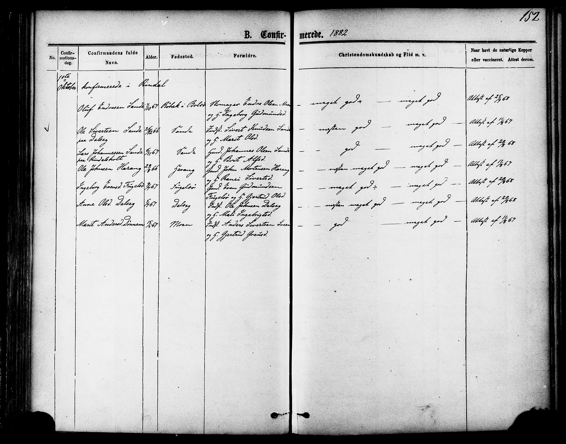 Ministerialprotokoller, klokkerbøker og fødselsregistre - Møre og Romsdal, AV/SAT-A-1454/595/L1046: Parish register (official) no. 595A08, 1874-1884, p. 152