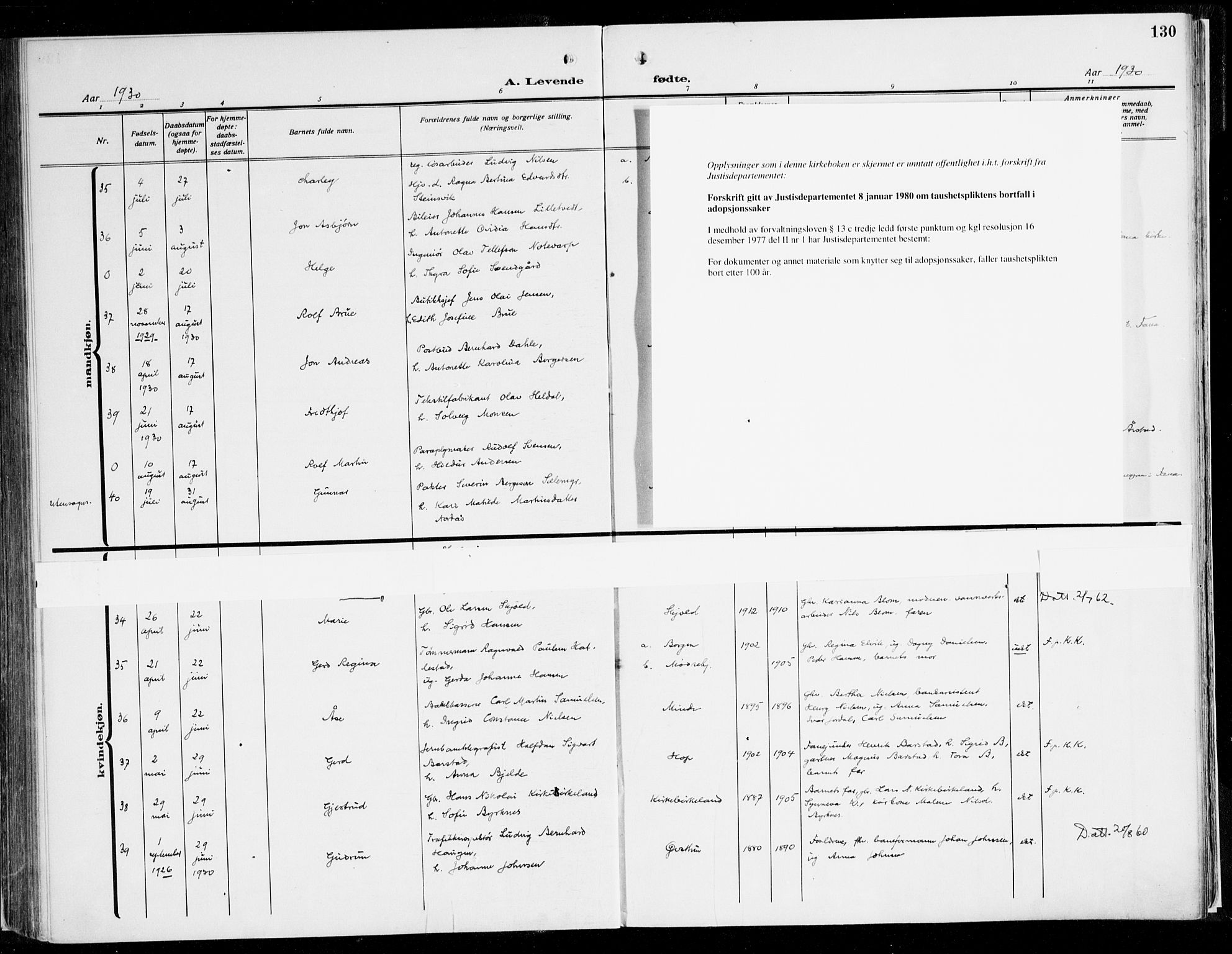 Fana Sokneprestembete, AV/SAB-A-75101/H/Haa/Haaj/L0001: Parish register (official) no. J 1, 1921-1935, p. 130