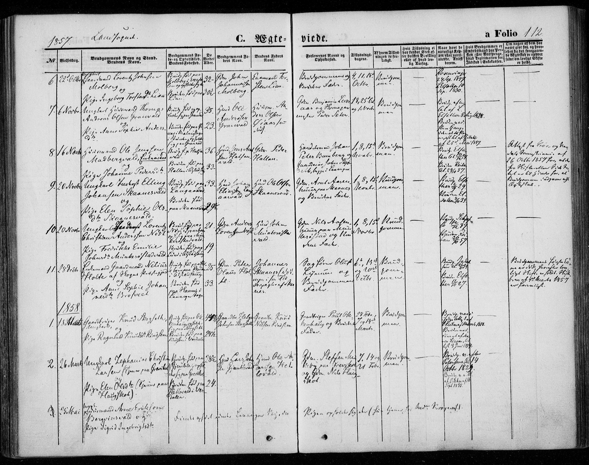 Ministerialprotokoller, klokkerbøker og fødselsregistre - Nord-Trøndelag, AV/SAT-A-1458/720/L0184: Parish register (official) no. 720A02 /2, 1855-1863, p. 112