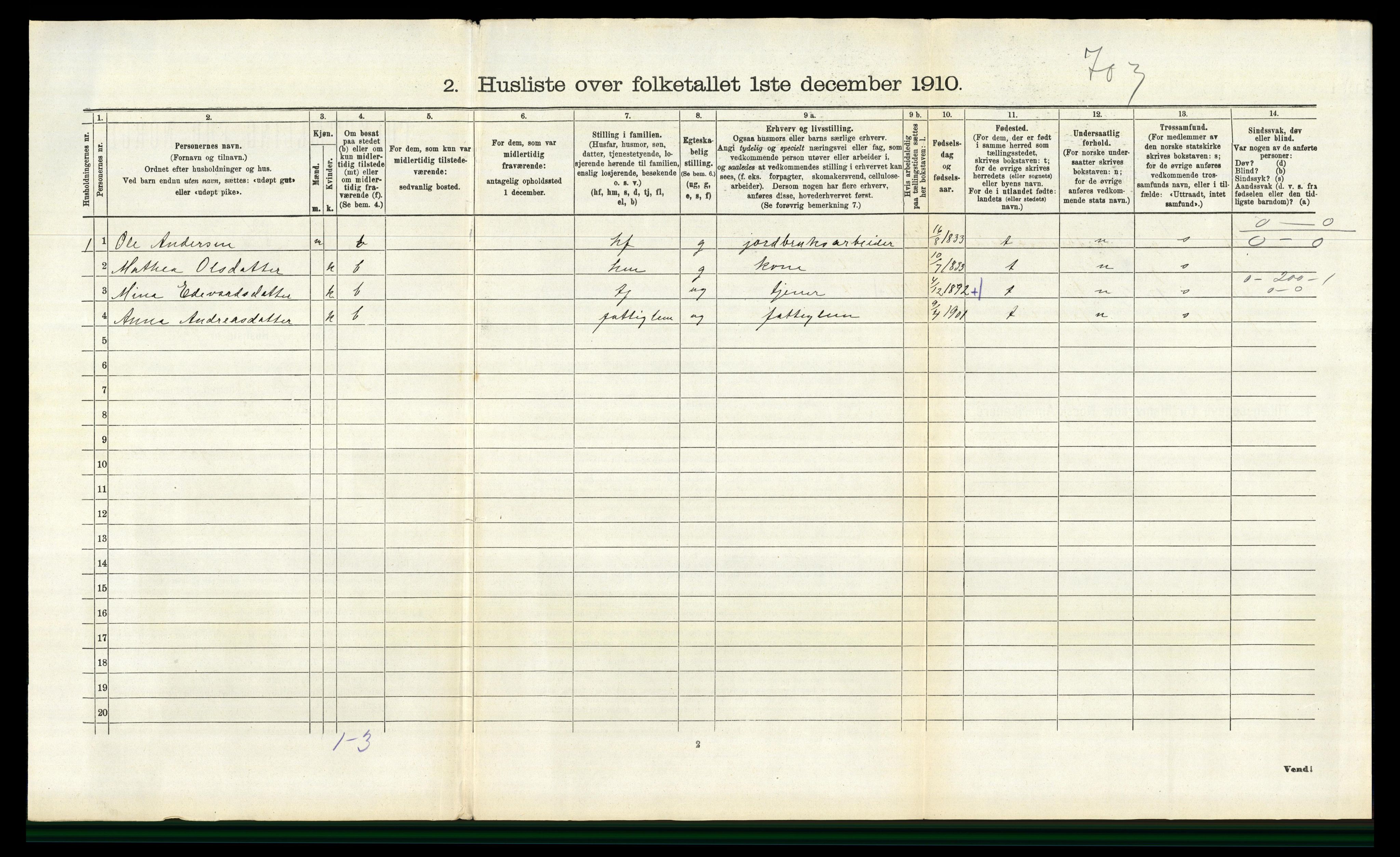 RA, 1910 census for Romedal, 1910, p. 940