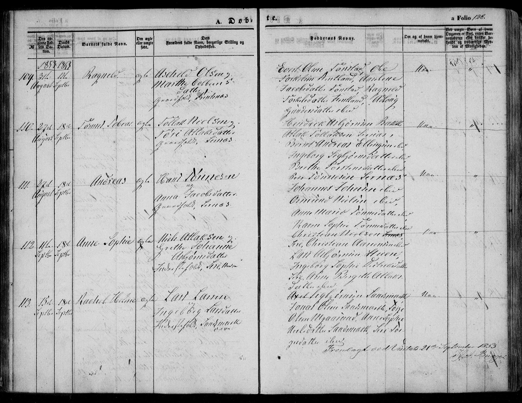 Bakke sokneprestkontor, AV/SAK-1111-0002/F/Fa/Faa/L0005: Parish register (official) no. A 5, 1847-1855, p. 128