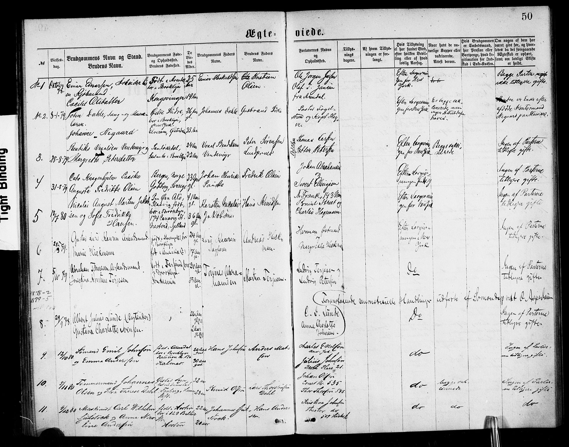 Den norske sjømannsmisjon i utlandet/New York, SAB/SAB/PA-0110/H/Ha/L0001: Parish register (official) no. A 1, 1878-1885, p. 50