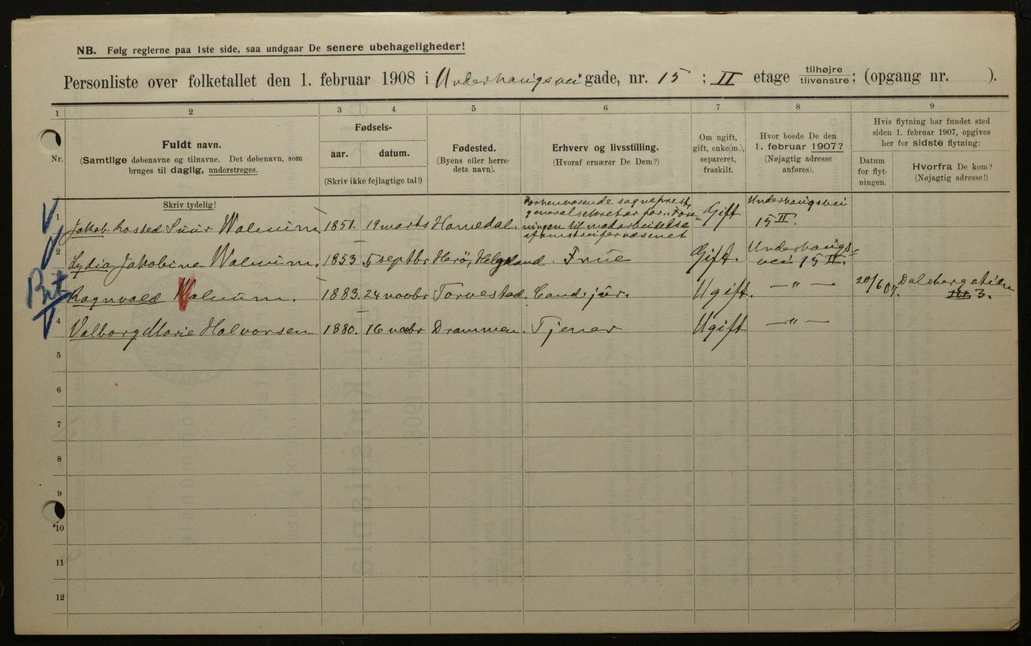 OBA, Municipal Census 1908 for Kristiania, 1908, p. 107628