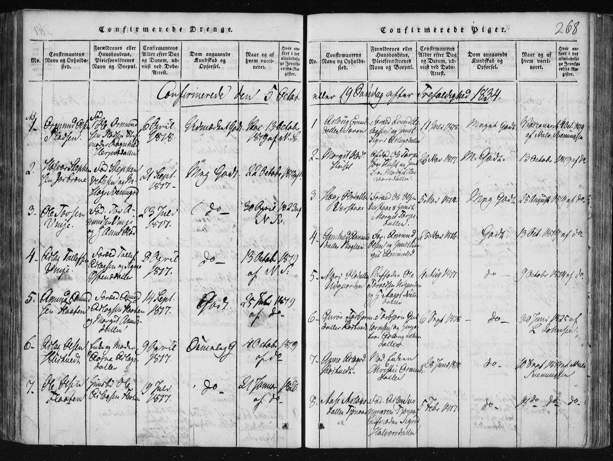 Vinje kirkebøker, AV/SAKO-A-312/F/Fa/L0003: Parish register (official) no. I 3, 1814-1843, p. 268