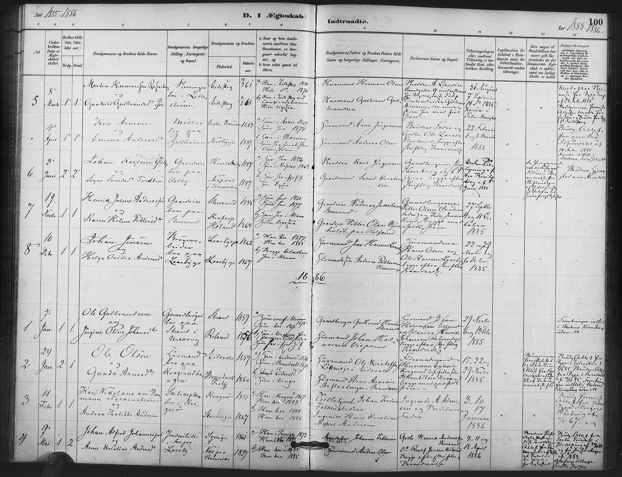 Skedsmo prestekontor Kirkebøker, AV/SAO-A-10033a/F/Fb/L0001: Parish register (official) no. II 1, 1883-1901, p. 100