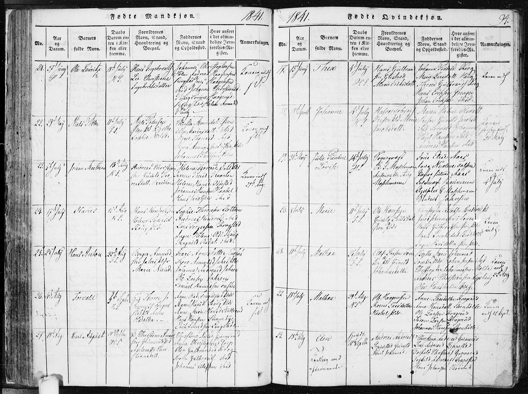 Hobøl prestekontor Kirkebøker, AV/SAO-A-2002/F/Fa/L0002: Parish register (official) no. I 2, 1814-1841, p. 94