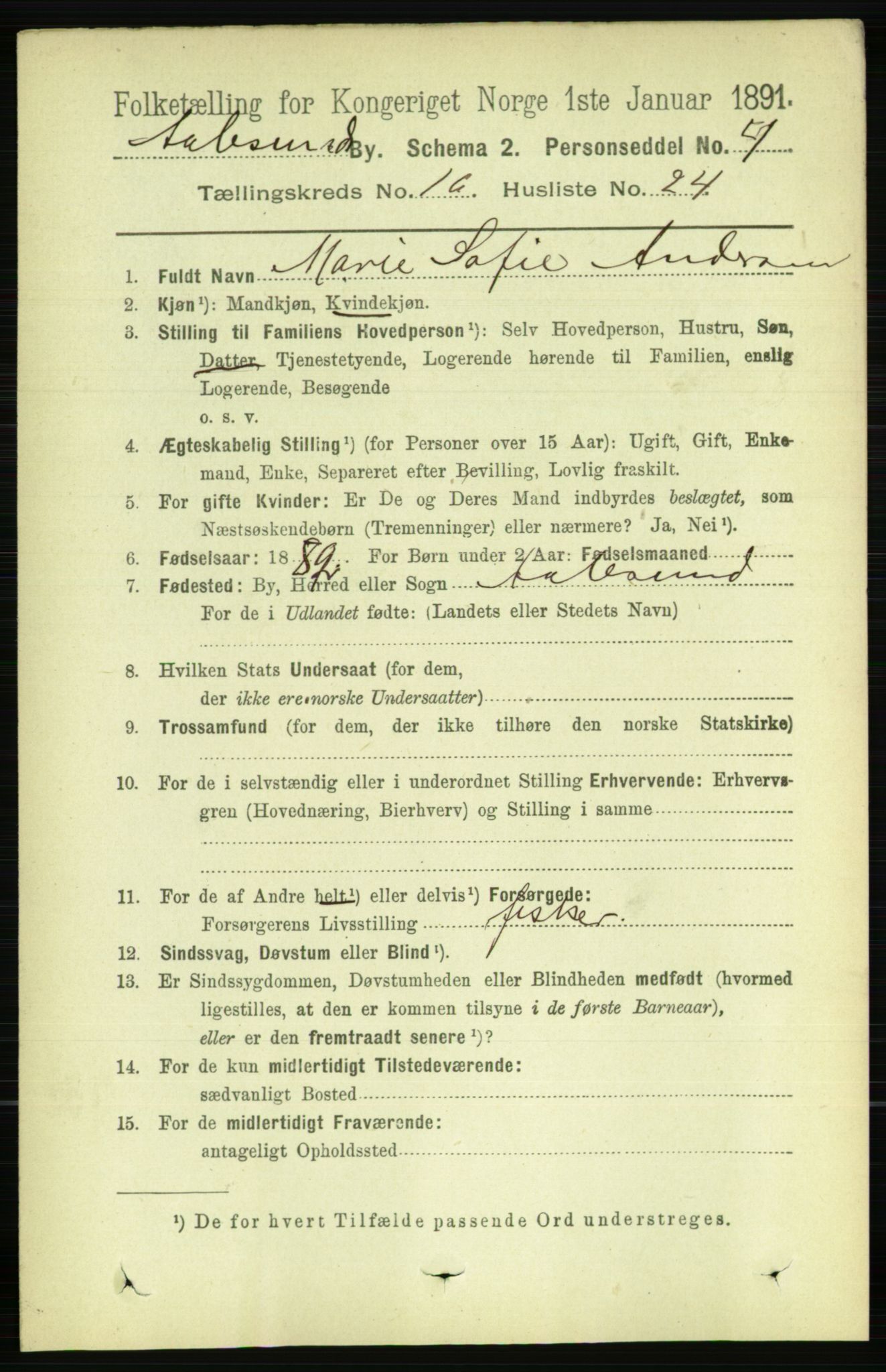 RA, 1891 census for 1501 Ålesund, 1891, p. 9795