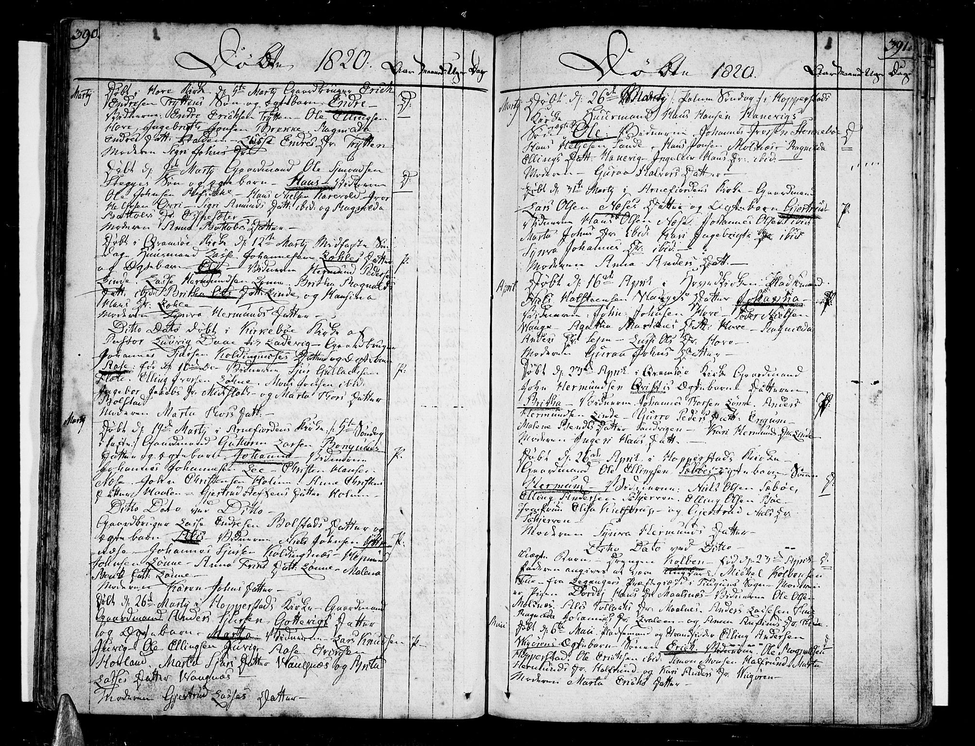 Vik sokneprestembete, SAB/A-81501: Parish register (official) no. A 5, 1787-1820, p. 390-391