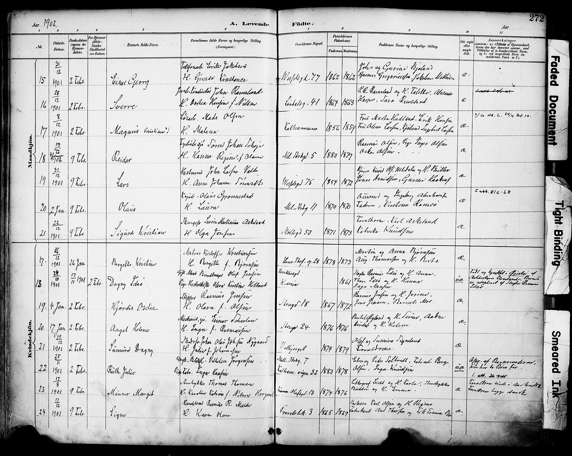 Domkirken sokneprestkontor, SAST/A-101812/001/30/30BA/L0030: Parish register (official) no. A 29, 1889-1902, p. 272