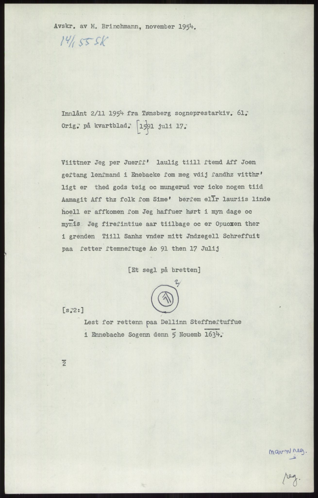 Samlinger til kildeutgivelse, Diplomavskriftsamlingen, RA/EA-4053/H/Ha, p. 1104