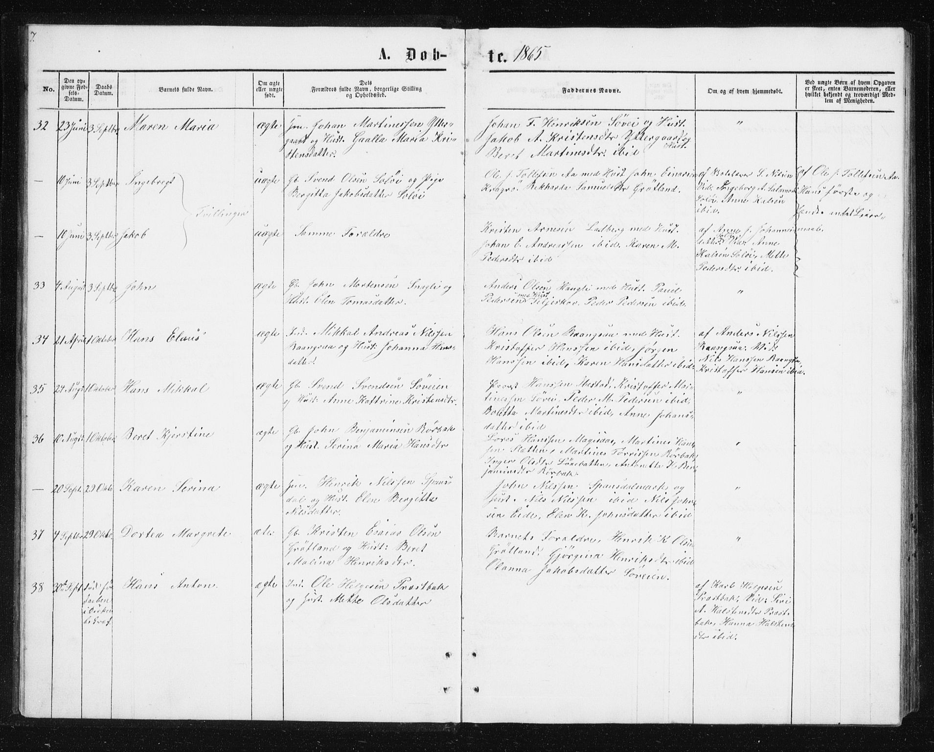 Ibestad sokneprestembete, AV/SATØ-S-0077/H/Ha/Hab/L0013klokker: Parish register (copy) no. 13, 1865-1879, p. 7