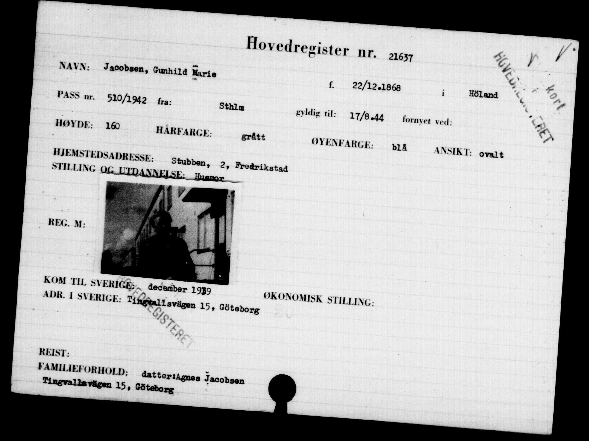 Den Kgl. Norske Legasjons Flyktningskontor, RA/S-6753/V/Va/L0009: Kjesäterkartoteket.  Flyktningenr. 18502-22048, 1940-1945, p. 2662