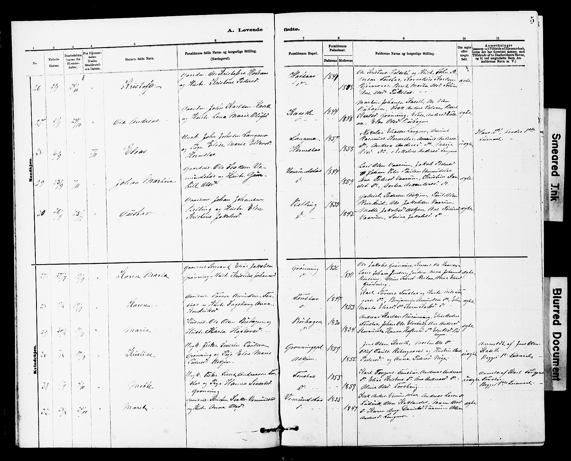 Ministerialprotokoller, klokkerbøker og fødselsregistre - Sør-Trøndelag, SAT/A-1456/646/L0628: Parish register (copy) no. 646C01, 1880-1903, p. 5