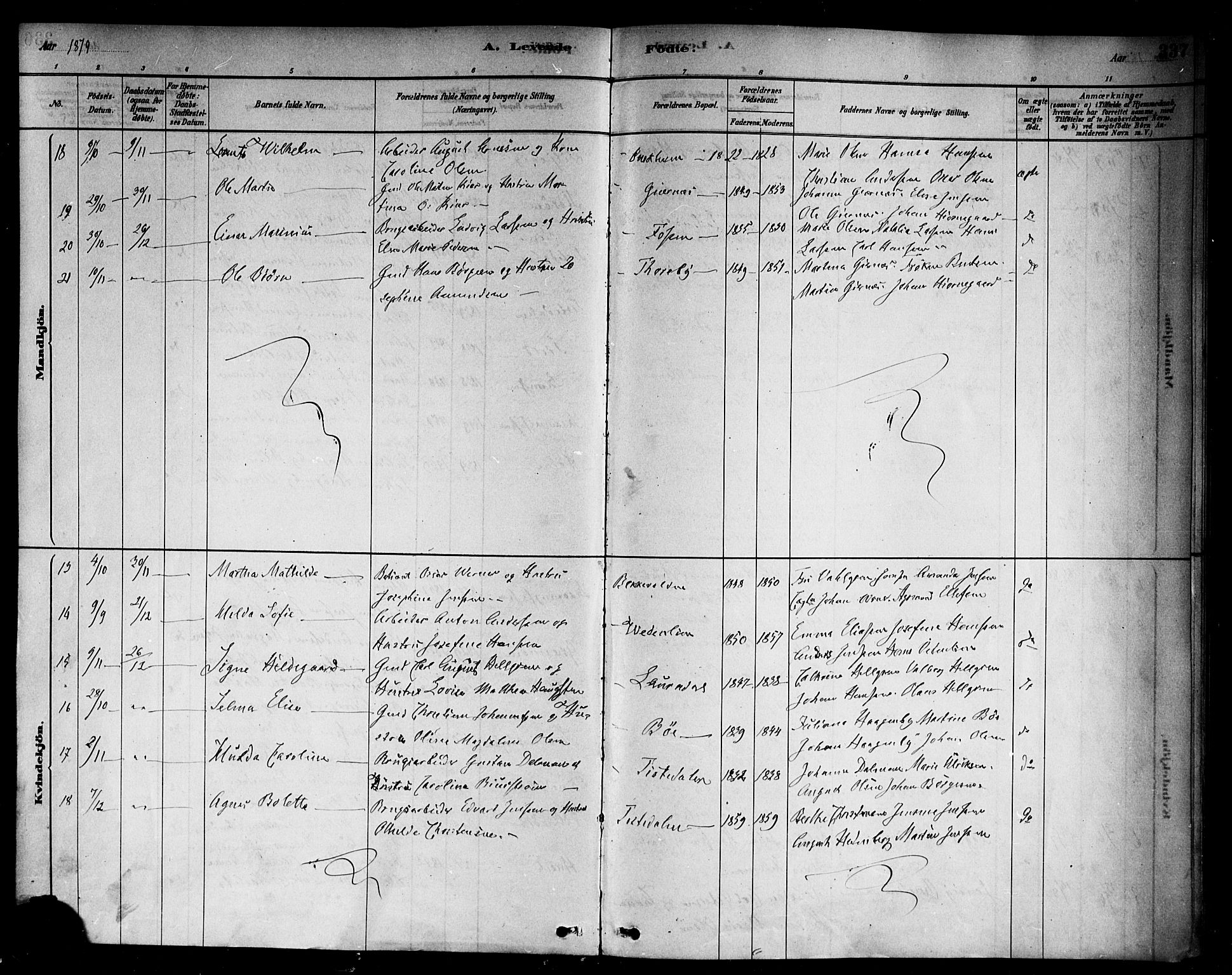 Berg prestekontor Kirkebøker, AV/SAO-A-10902/F/Fb/L0001: Parish register (official) no. II 1, 1878-1887, p. 337