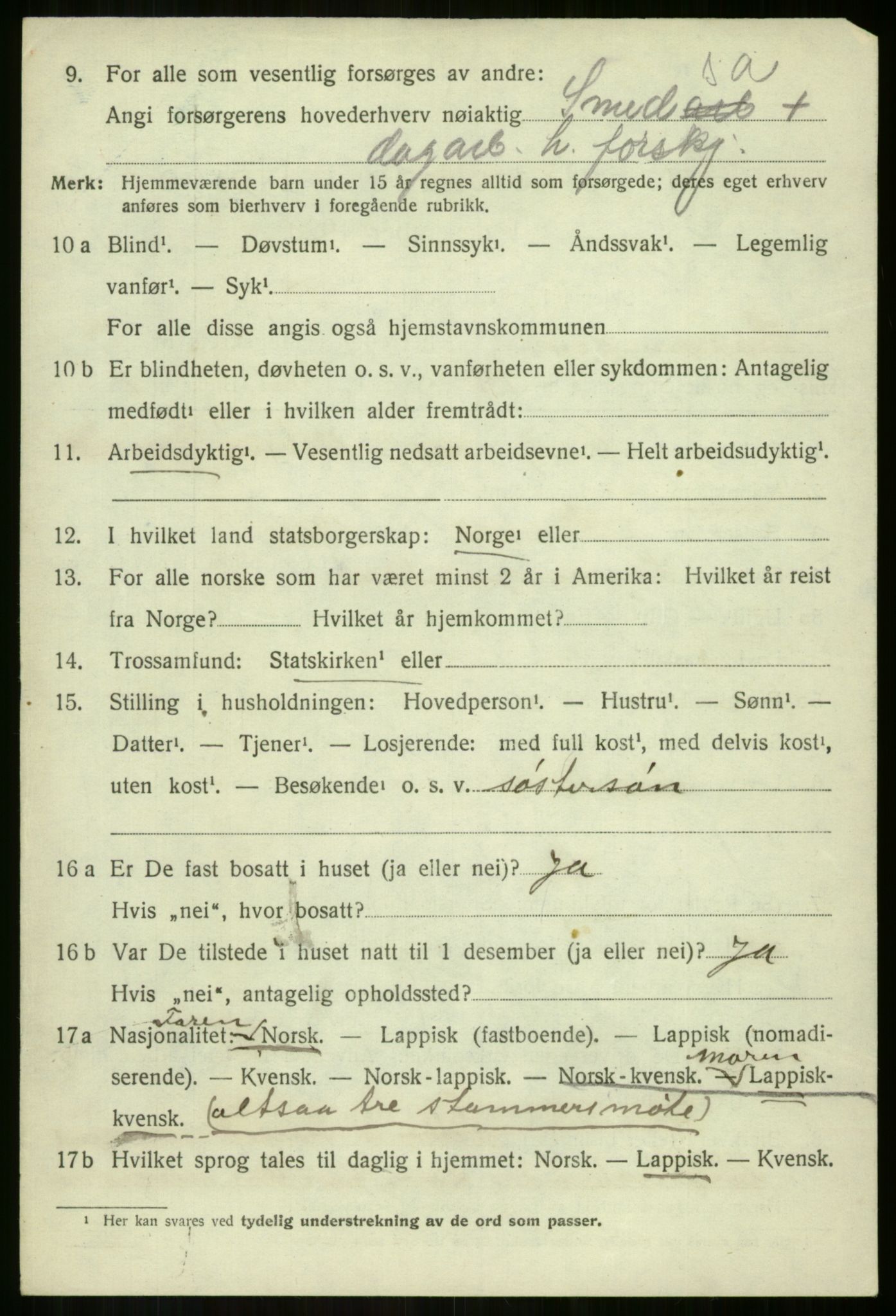 SATØ, 1920 census for Lavangen, 1920, p. 2530