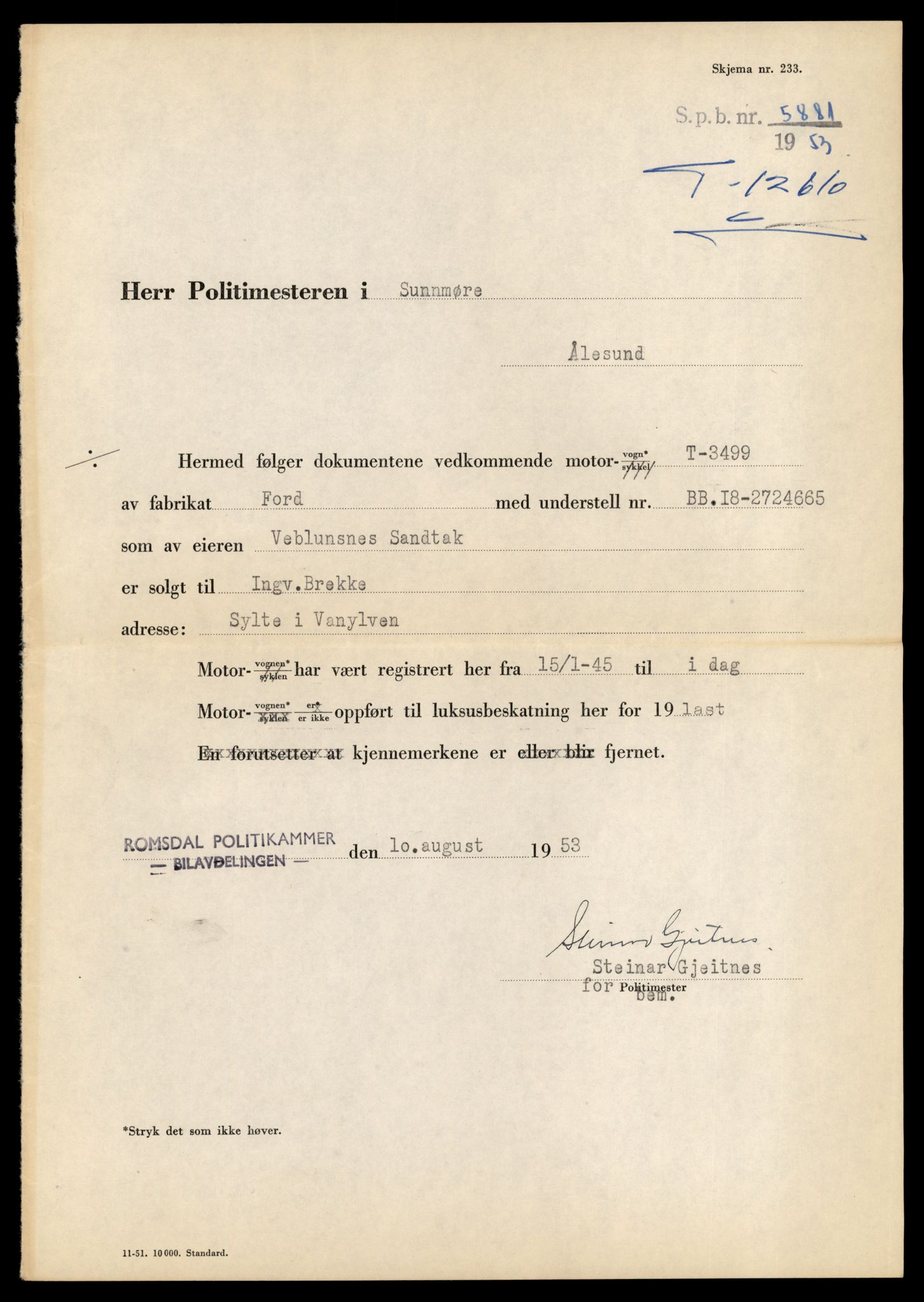Møre og Romsdal vegkontor - Ålesund trafikkstasjon, AV/SAT-A-4099/F/Fe/L0034: Registreringskort for kjøretøy T 12500 - T 12652, 1927-1998, p. 2134