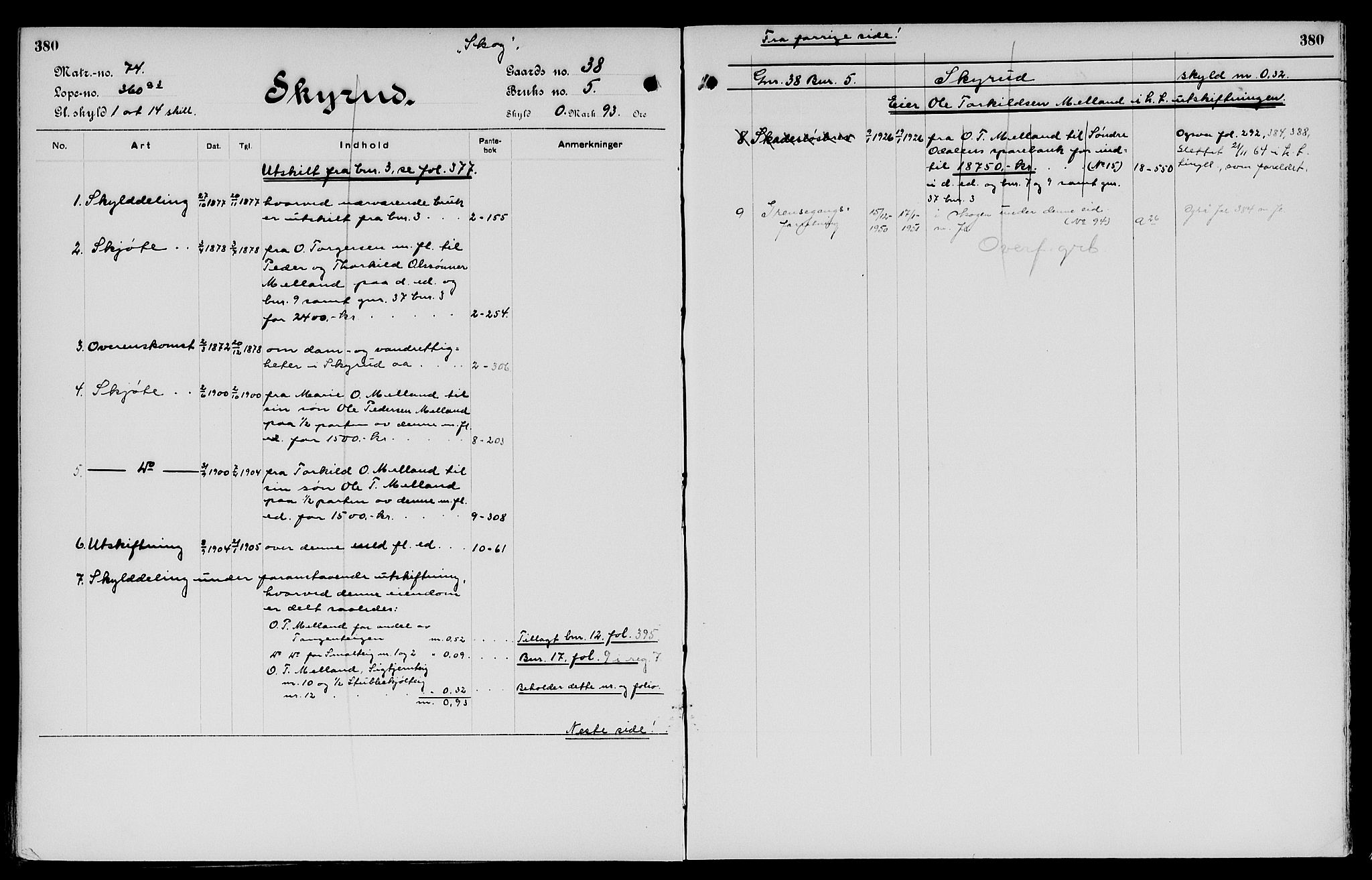 Vinger og Odal sorenskriveri, SAH/TING-022/H/Ha/Hac/Hacc/L0006: Mortgage register no. 3.6, 1923, p. 380