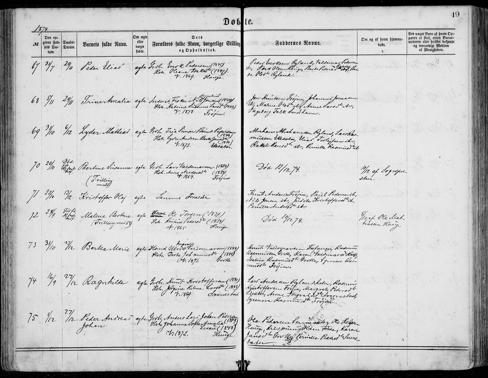 Bremanger sokneprestembete, AV/SAB-A-82201/H/Haa/Haaa/L0001: Parish register (official) no. A  1, 1864-1883, p. 49