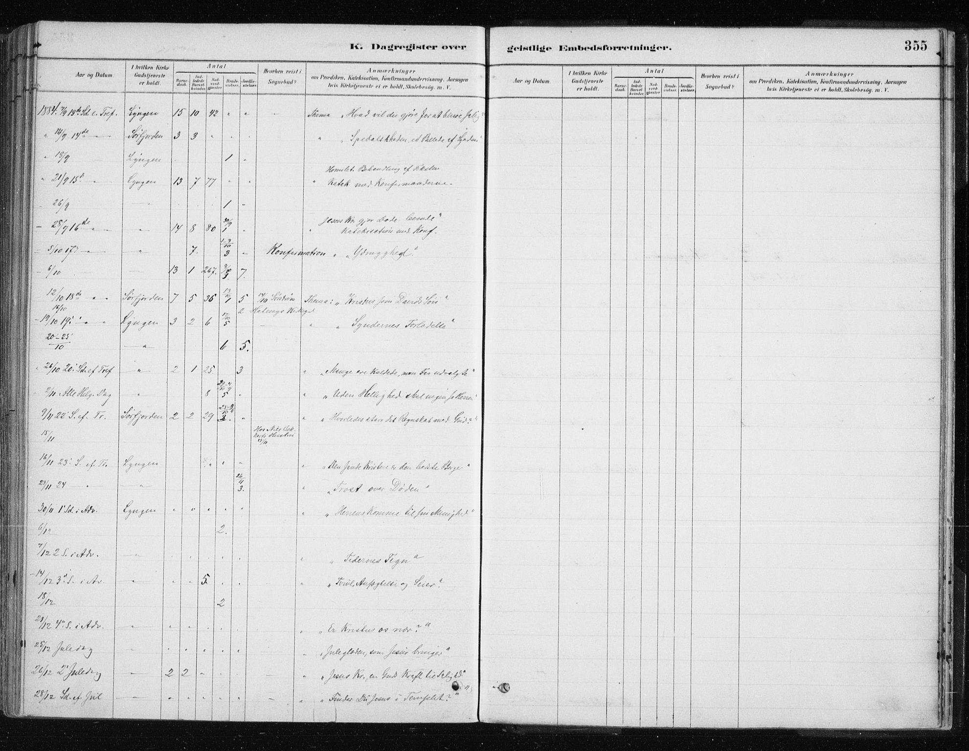 Lyngen sokneprestembete, AV/SATØ-S-1289/H/He/Hea/L0007kirke: Parish register (official) no. 7, 1879-1890, p. 355