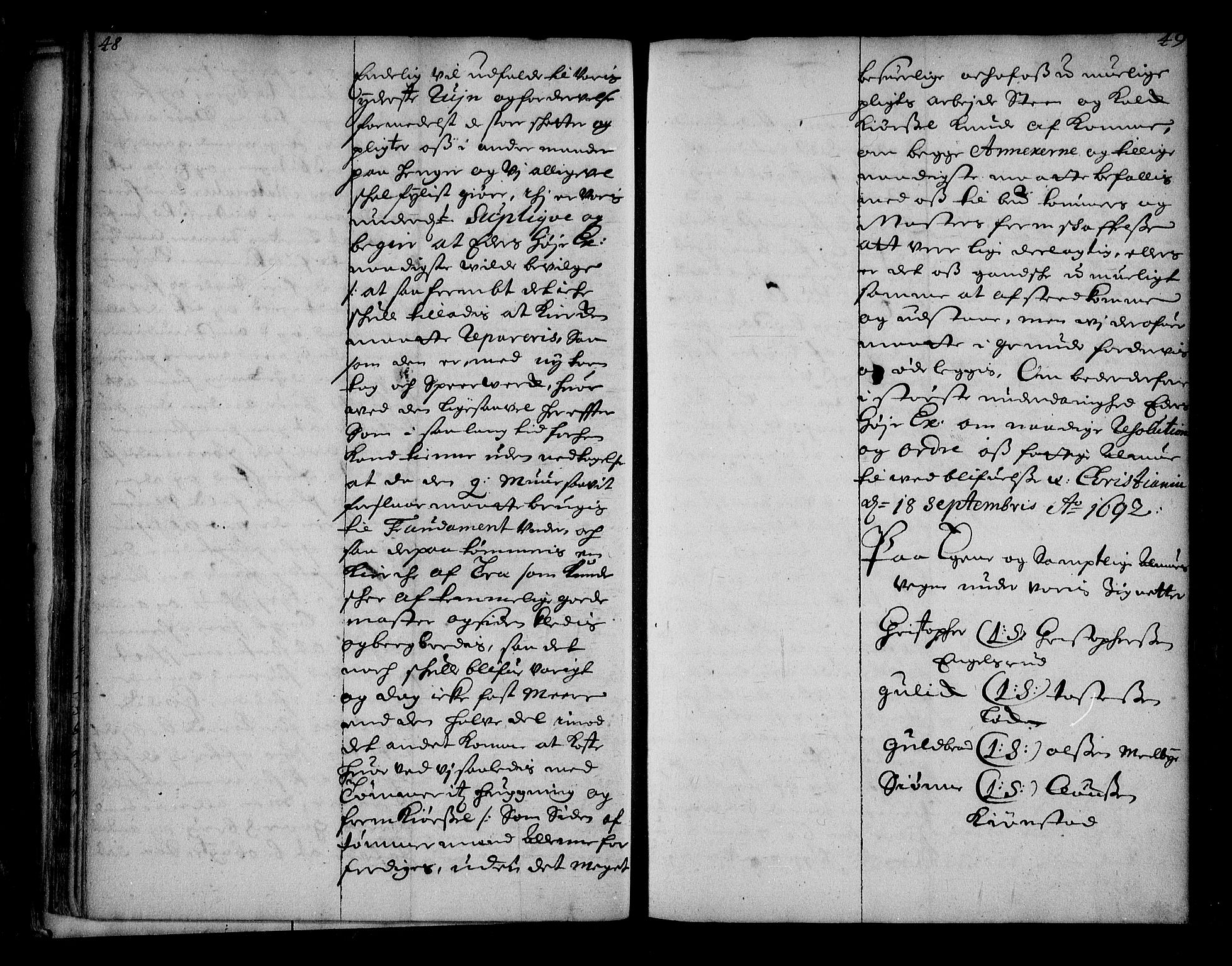 Stattholderembetet 1572-1771, AV/RA-EA-2870/Ae/L0010: Supplikasjons- og resolusjonsprotokoll, 1692-1693, p. 48-49