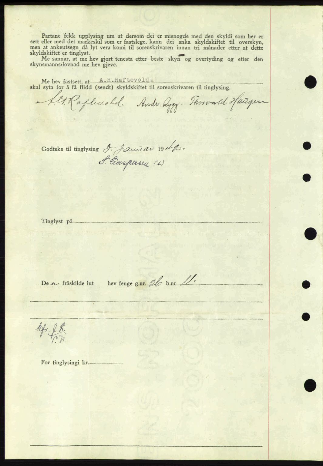 Nordfjord sorenskriveri, AV/SAB-A-2801/02/02b/02bj/L0007: Mortgage book no. A7, 1941-1943, Diary no: : 9/1942