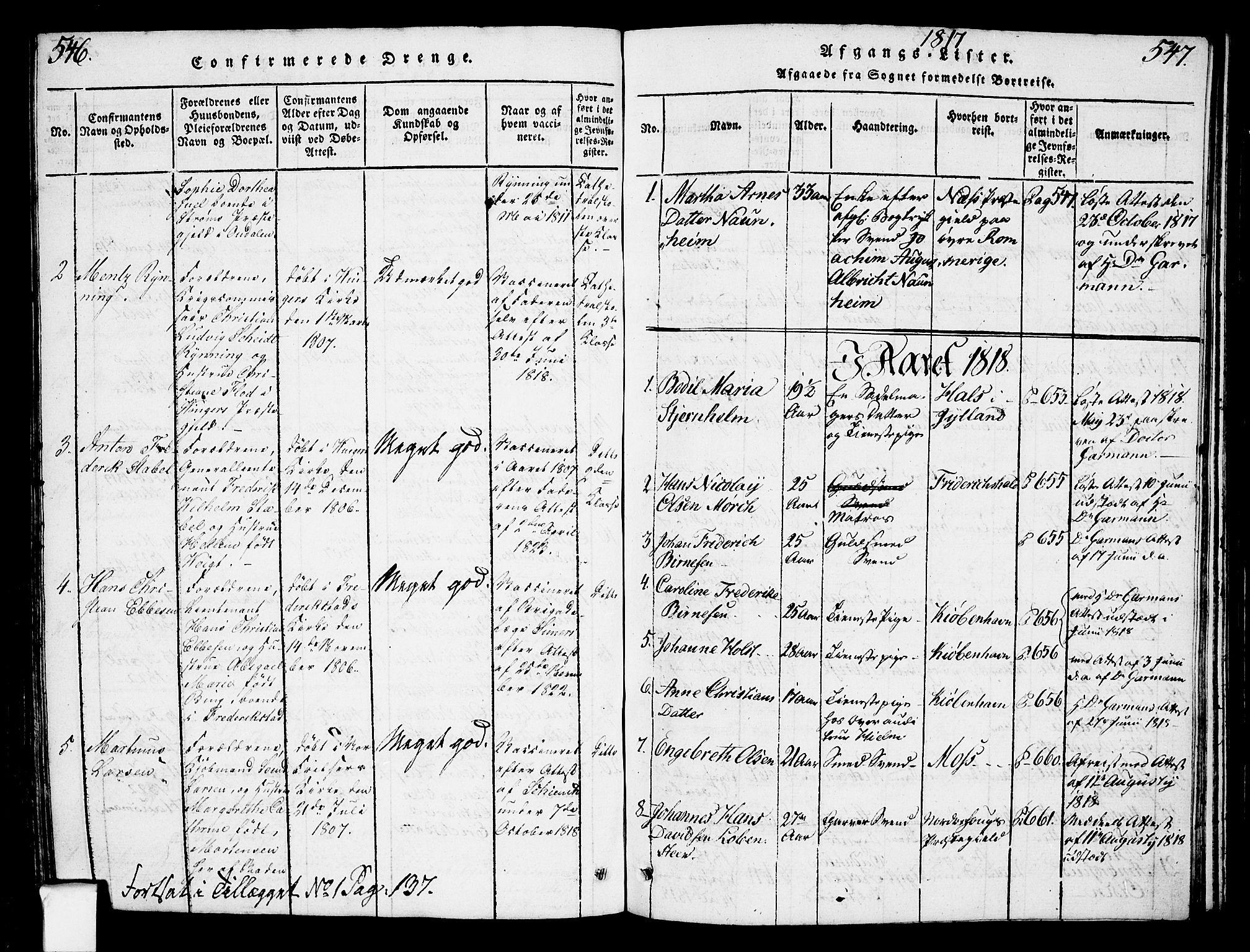 Oslo domkirke Kirkebøker, SAO/A-10752/F/Fa/L0007: Parish register (official) no. 7, 1817-1824, p. 546-547