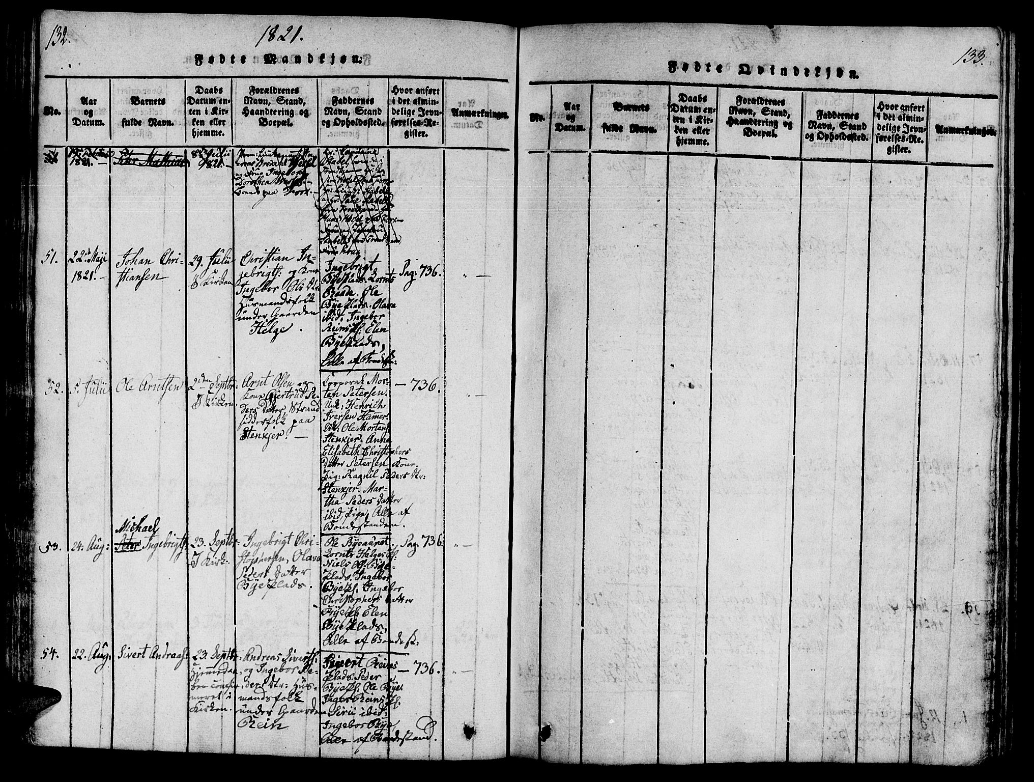 Ministerialprotokoller, klokkerbøker og fødselsregistre - Nord-Trøndelag, AV/SAT-A-1458/746/L0441: Parish register (official) no. 746A03 /3, 1816-1827, p. 132-133