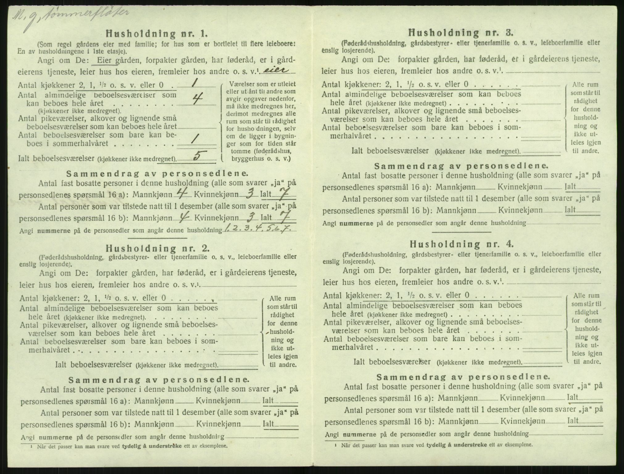 SAK, 1920 census for Holt, 1920, p. 1425