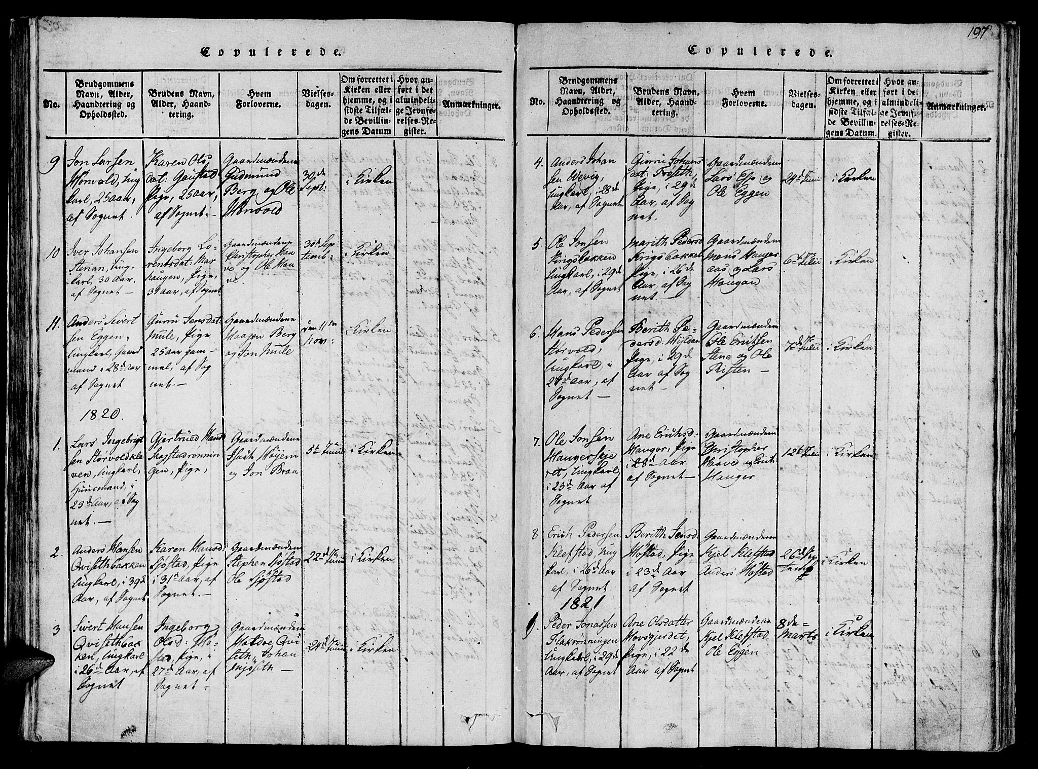 Ministerialprotokoller, klokkerbøker og fødselsregistre - Sør-Trøndelag, AV/SAT-A-1456/612/L0372: Parish register (official) no. 612A06 /1, 1816-1828, p. 197