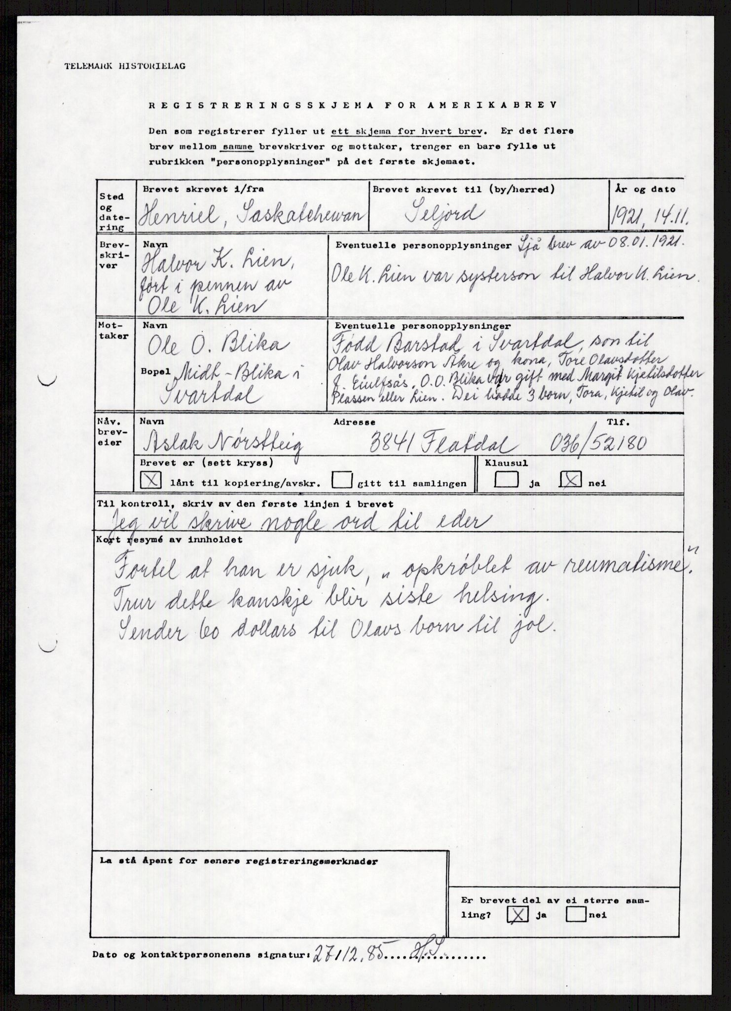 Samlinger til kildeutgivelse, Amerikabrevene, AV/RA-EA-4057/F/L0024: Innlån fra Telemark: Gunleiksrud - Willard, 1838-1914, p. 263