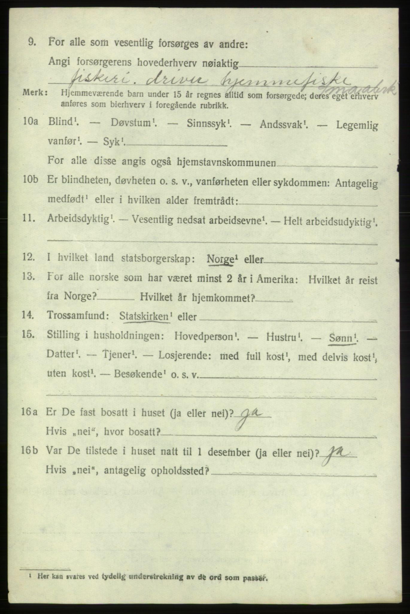 SAB, 1920 census for Bremnes, 1920, p. 1805