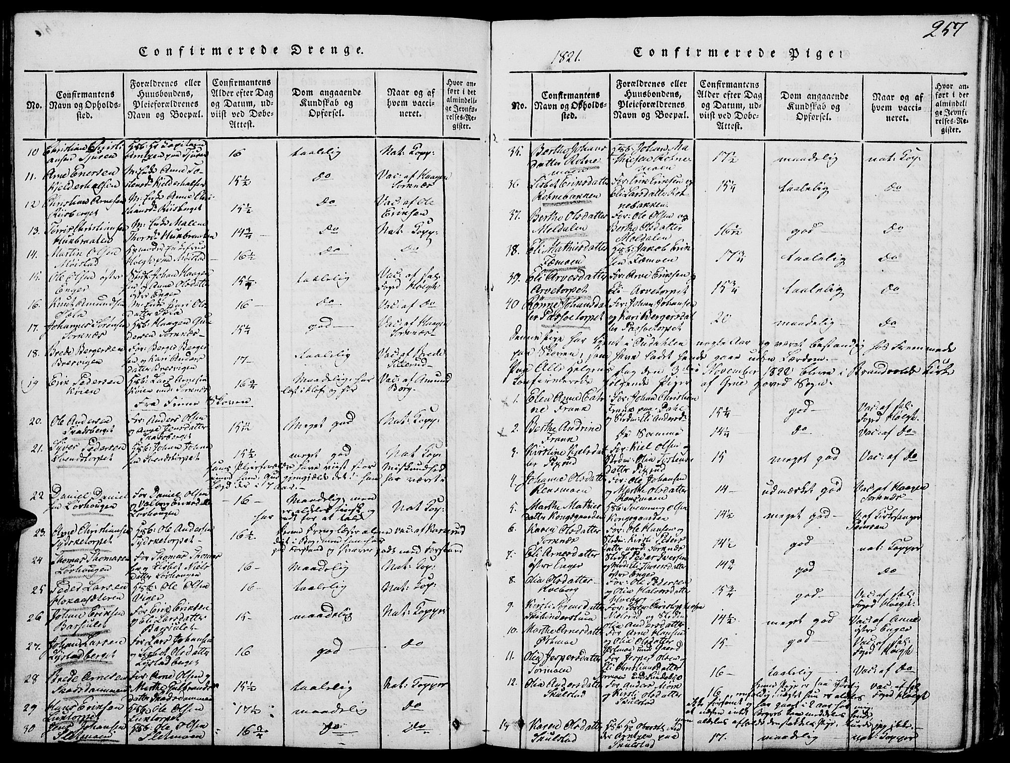 Grue prestekontor, AV/SAH-PREST-036/H/Ha/Hab/L0002: Parish register (copy) no. 2, 1815-1841, p. 257