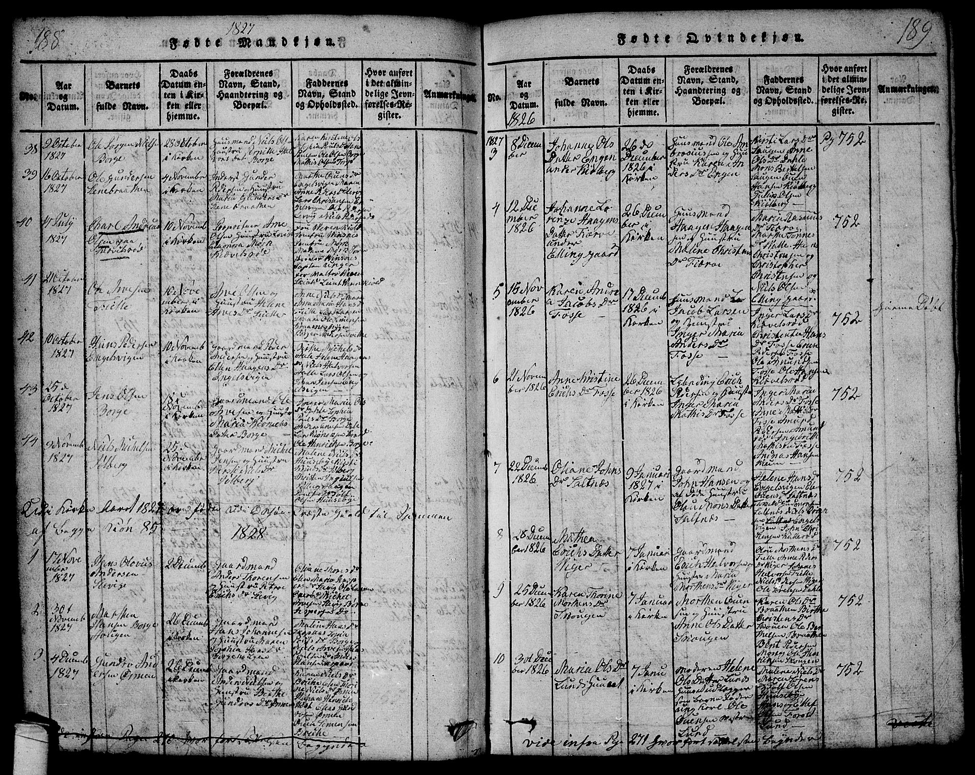 Onsøy prestekontor Kirkebøker, SAO/A-10914/G/Ga/L0001: Parish register (copy) no. I 1, 1814-1840, p. 188-189