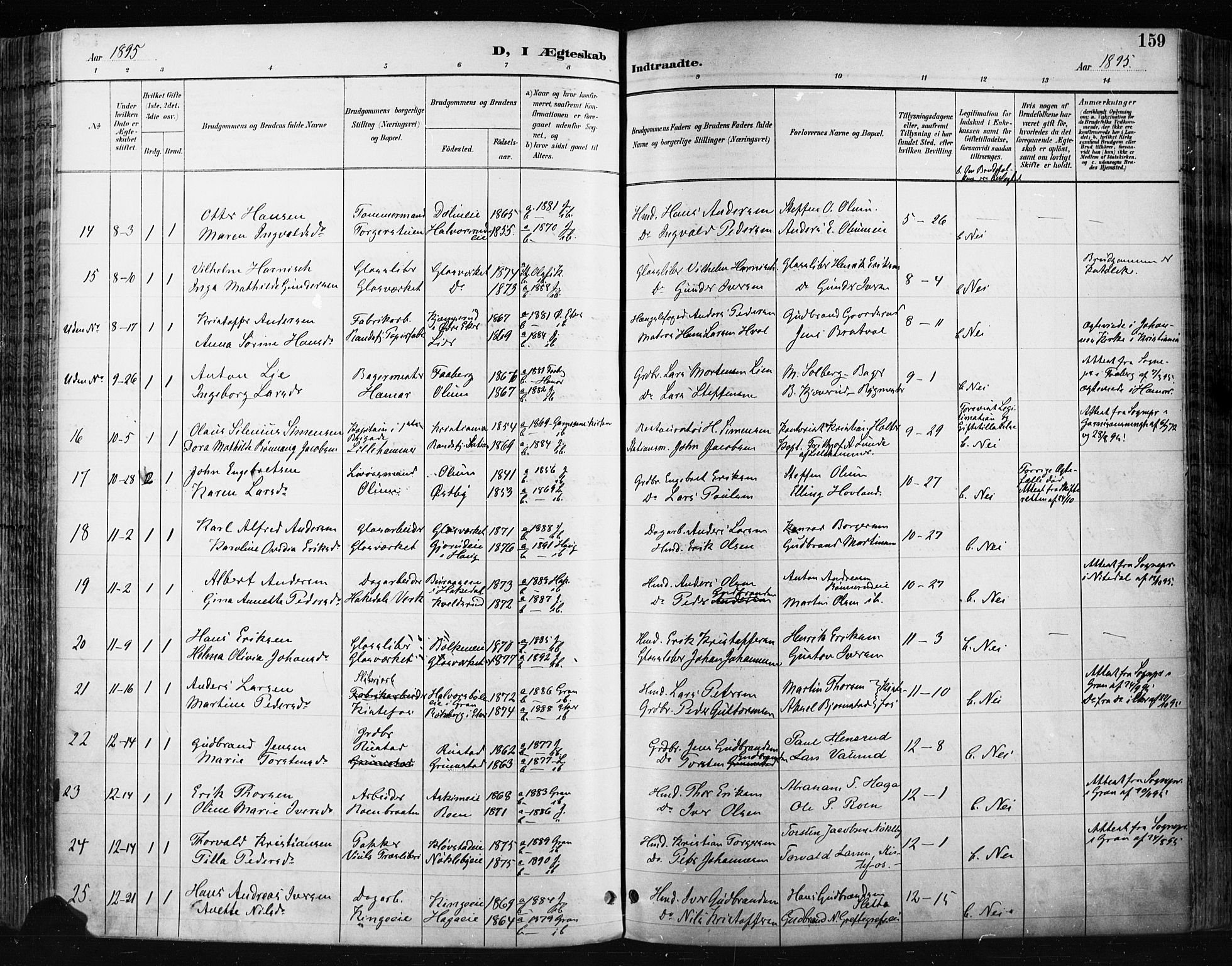 Jevnaker prestekontor, AV/SAH-PREST-116/H/Ha/Haa/L0009: Parish register (official) no. 9, 1891-1901, p. 159