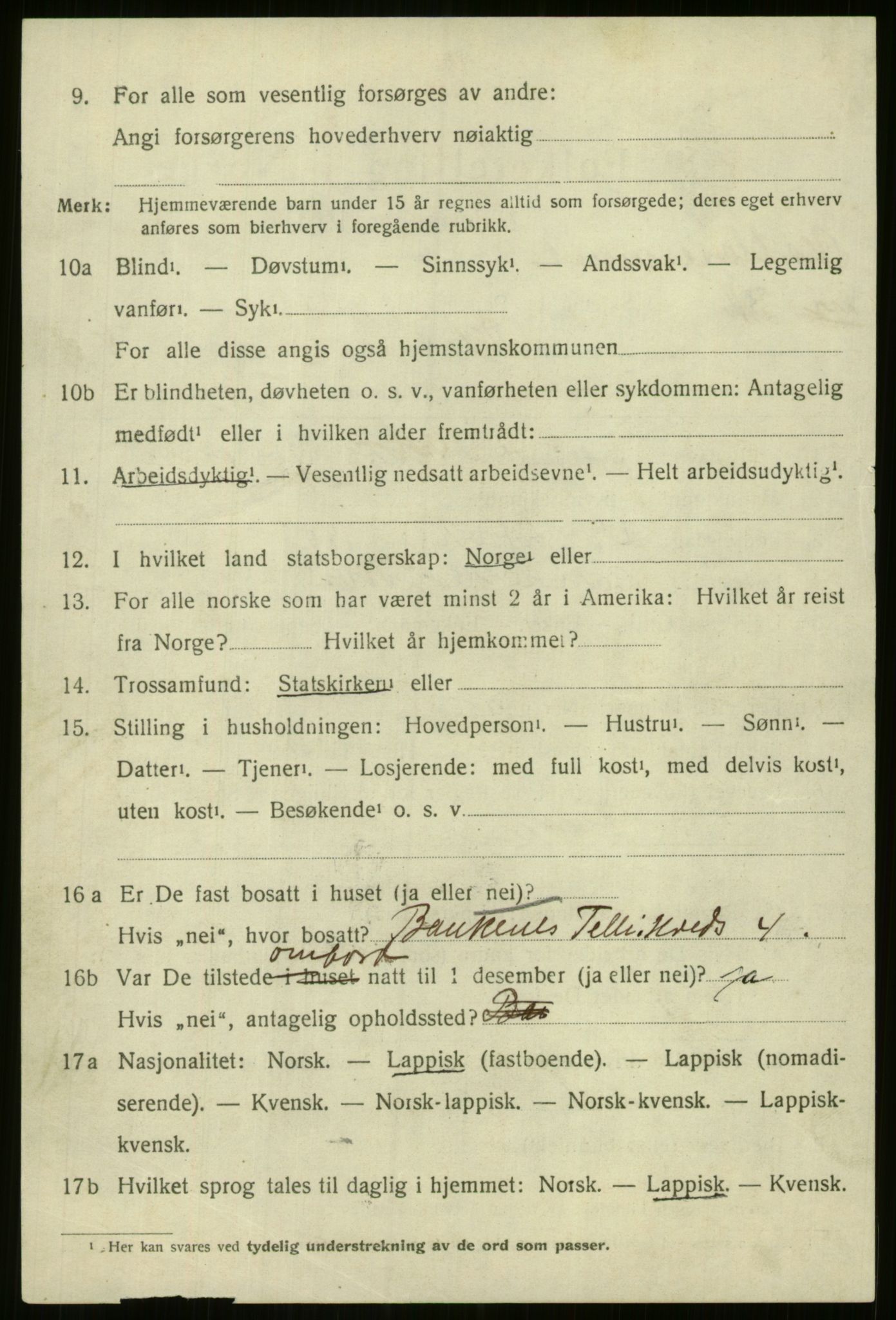 SATØ, 1920 census for Kvænangen, 1920, p. 3069