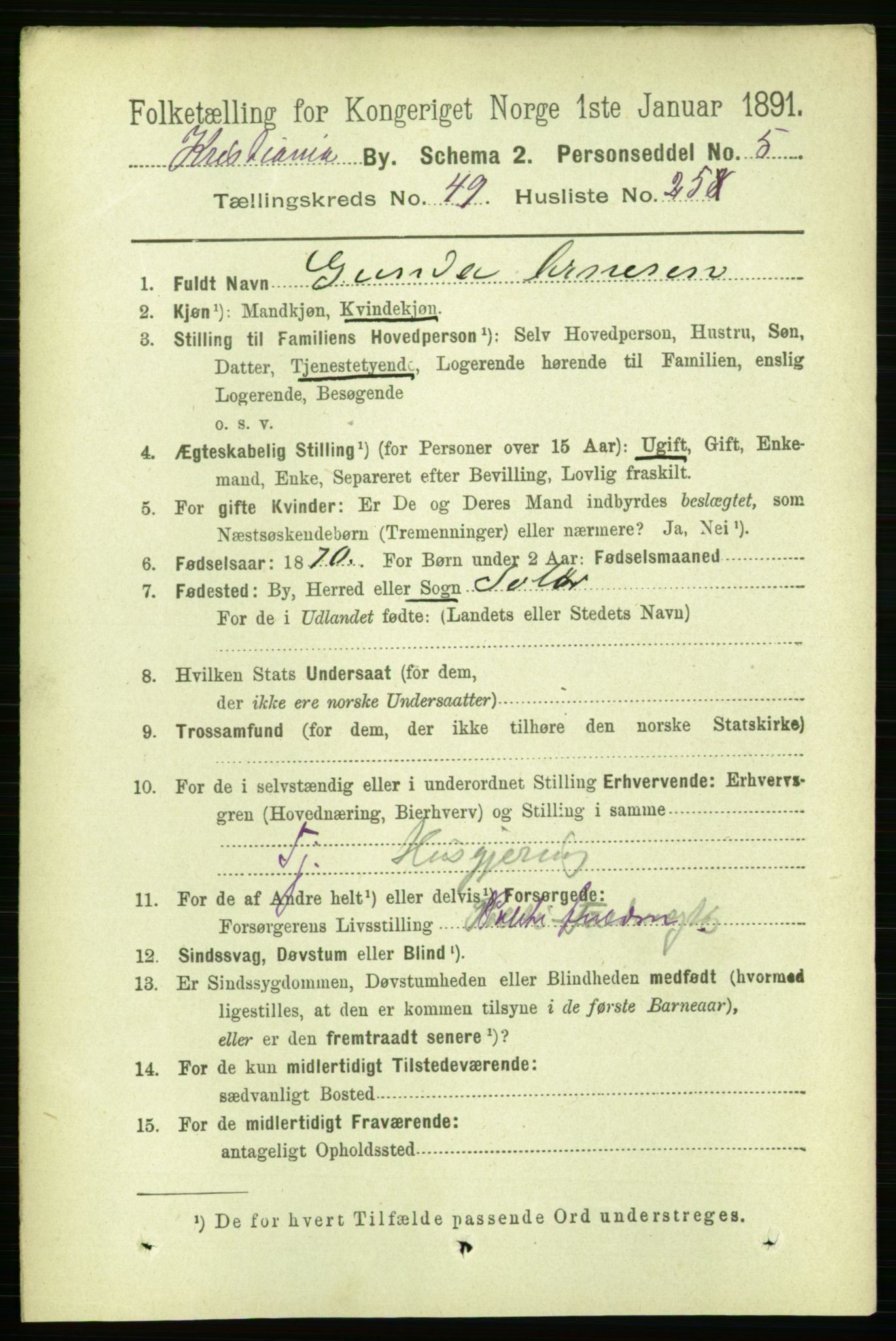 RA, 1891 census for 0301 Kristiania, 1891, p. 28835