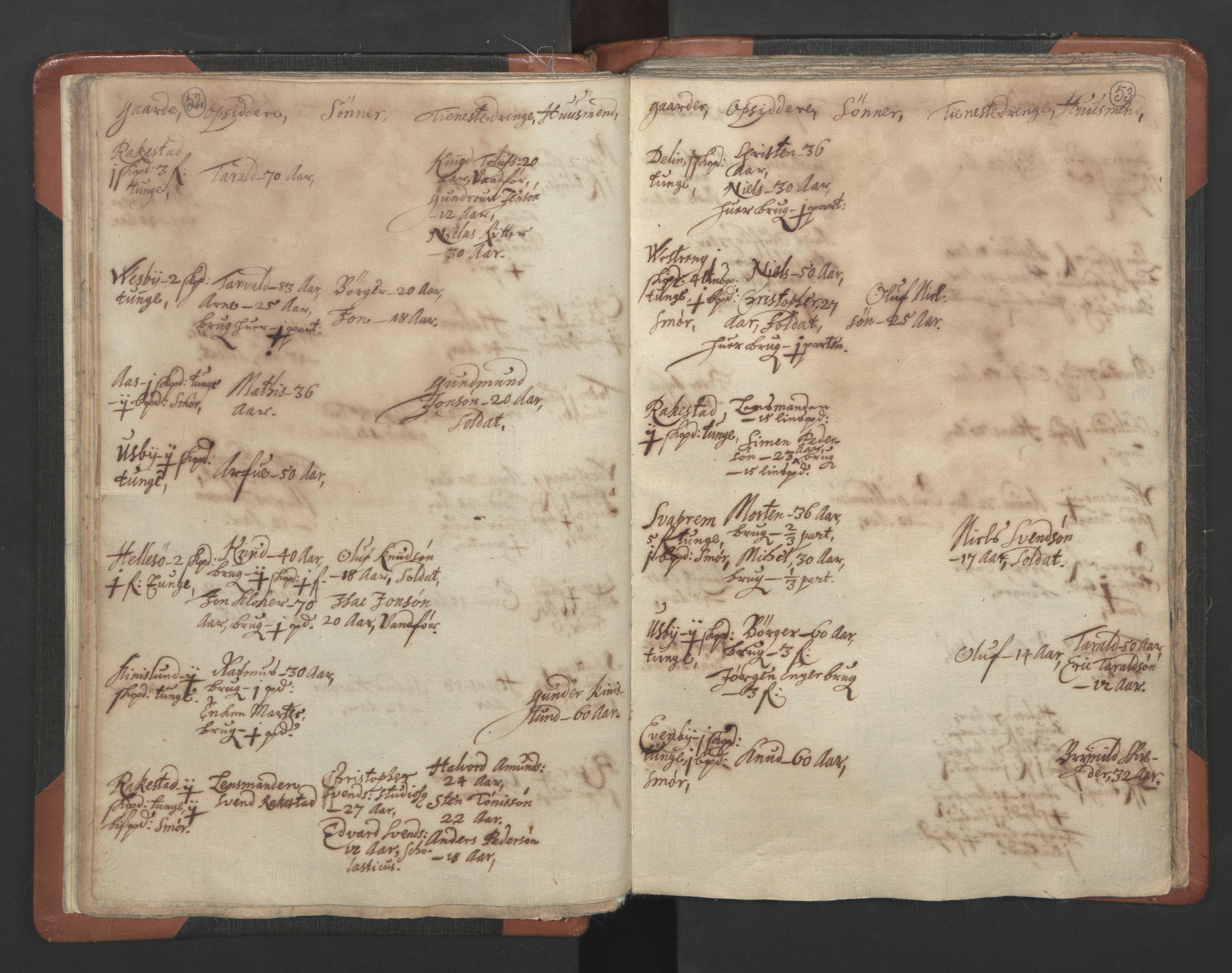 RA, Vicar's Census 1664-1666, no. 3: Nedre Romerike deanery, 1664-1666, p. 52-53