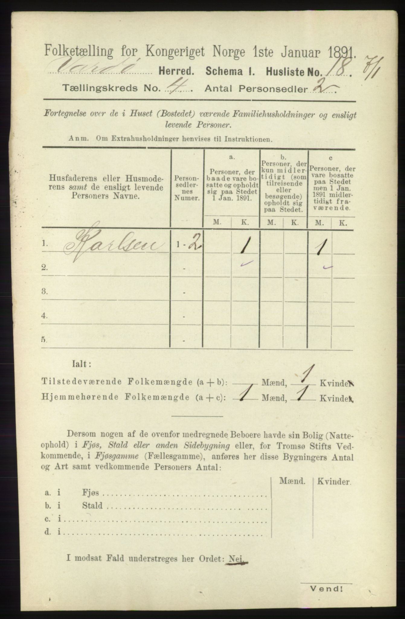 RA, 1891 census for 2028 Vardø, 1891, p. 1072