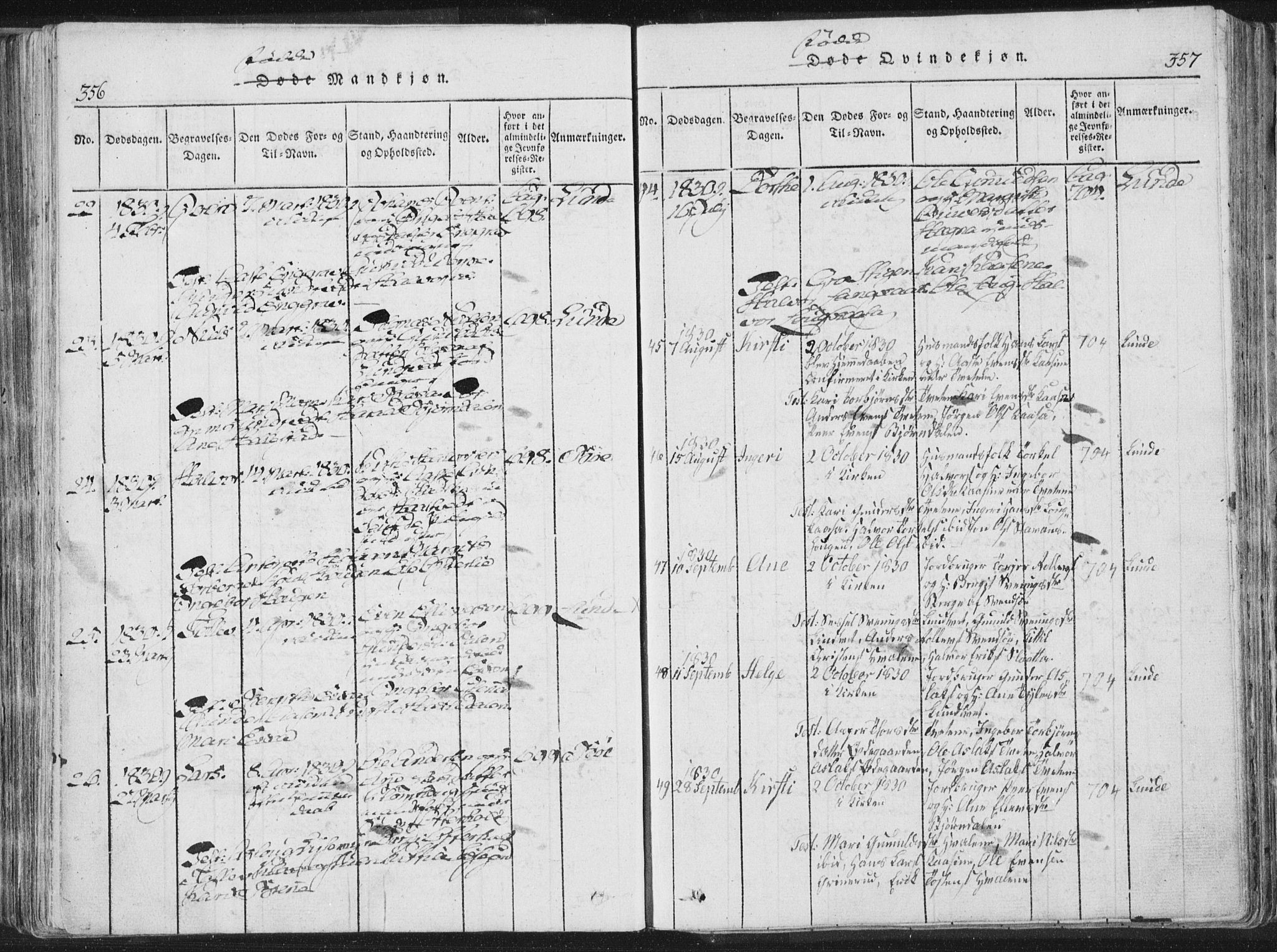 Bø kirkebøker, SAKO/A-257/F/Fa/L0006: Parish register (official) no. 6, 1815-1831, p. 356-357