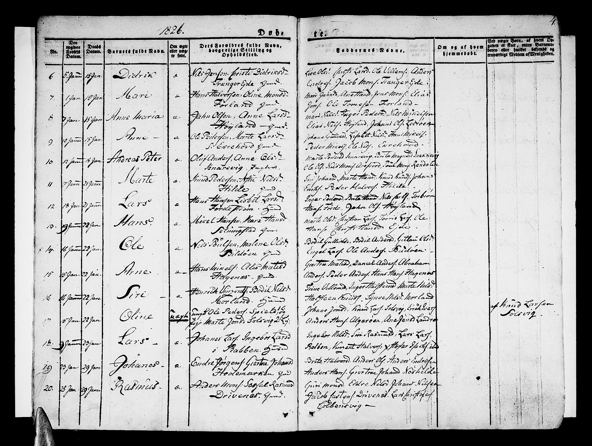 Sund sokneprestembete, AV/SAB-A-99930: Parish register (official) no. A 12, 1825-1835, p. 4