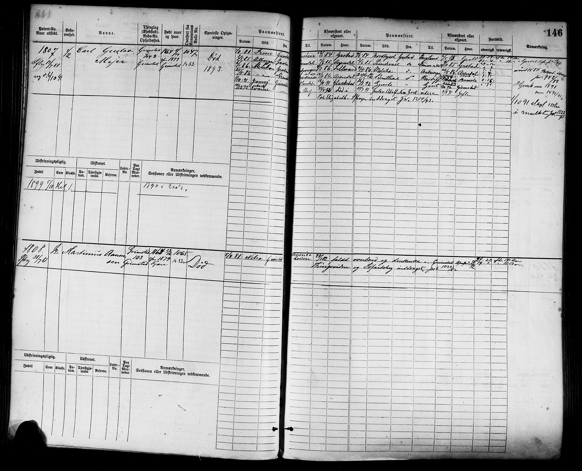 Grimstad mønstringskrets, AV/SAK-2031-0013/F/Fb/L0003: Hovedrulle nr 1517-2276, F-6, 1877-1888, p. 152