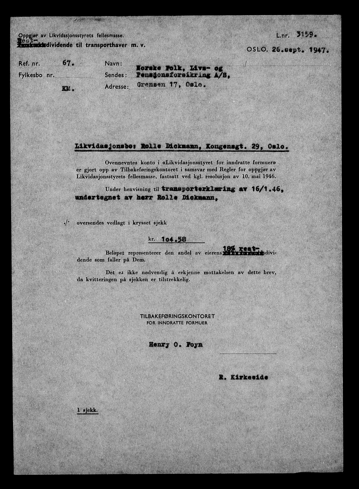 Justisdepartementet, Tilbakeføringskontoret for inndratte formuer, AV/RA-S-1564/H/Hc/Hcc/L0930: --, 1945-1947, p. 271