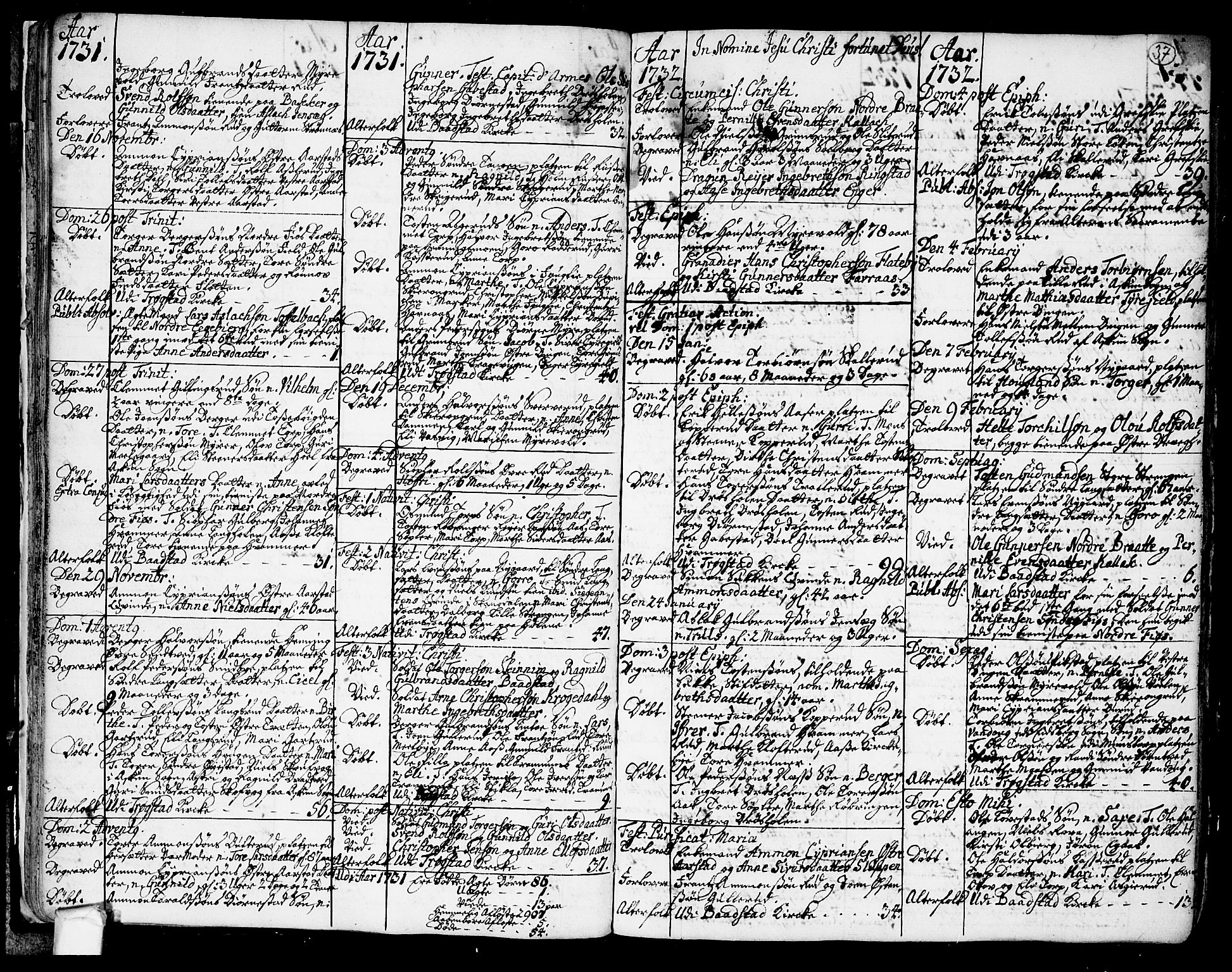 Trøgstad prestekontor Kirkebøker, SAO/A-10925/F/Fa/L0003: Parish register (official) no. I 3, 1721-1749, p. 37