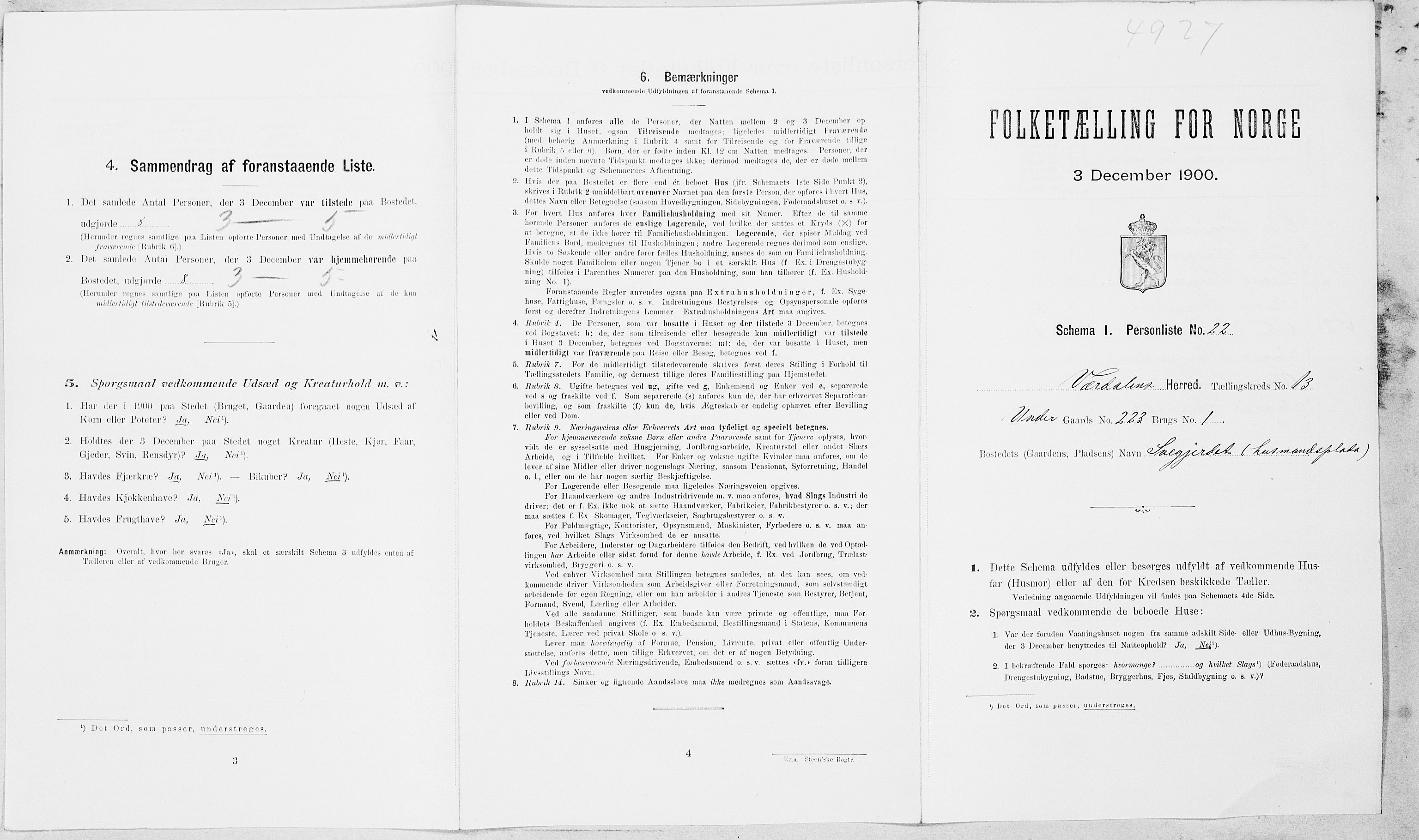 SAT, 1900 census for Verdal, 1900, p. 1709