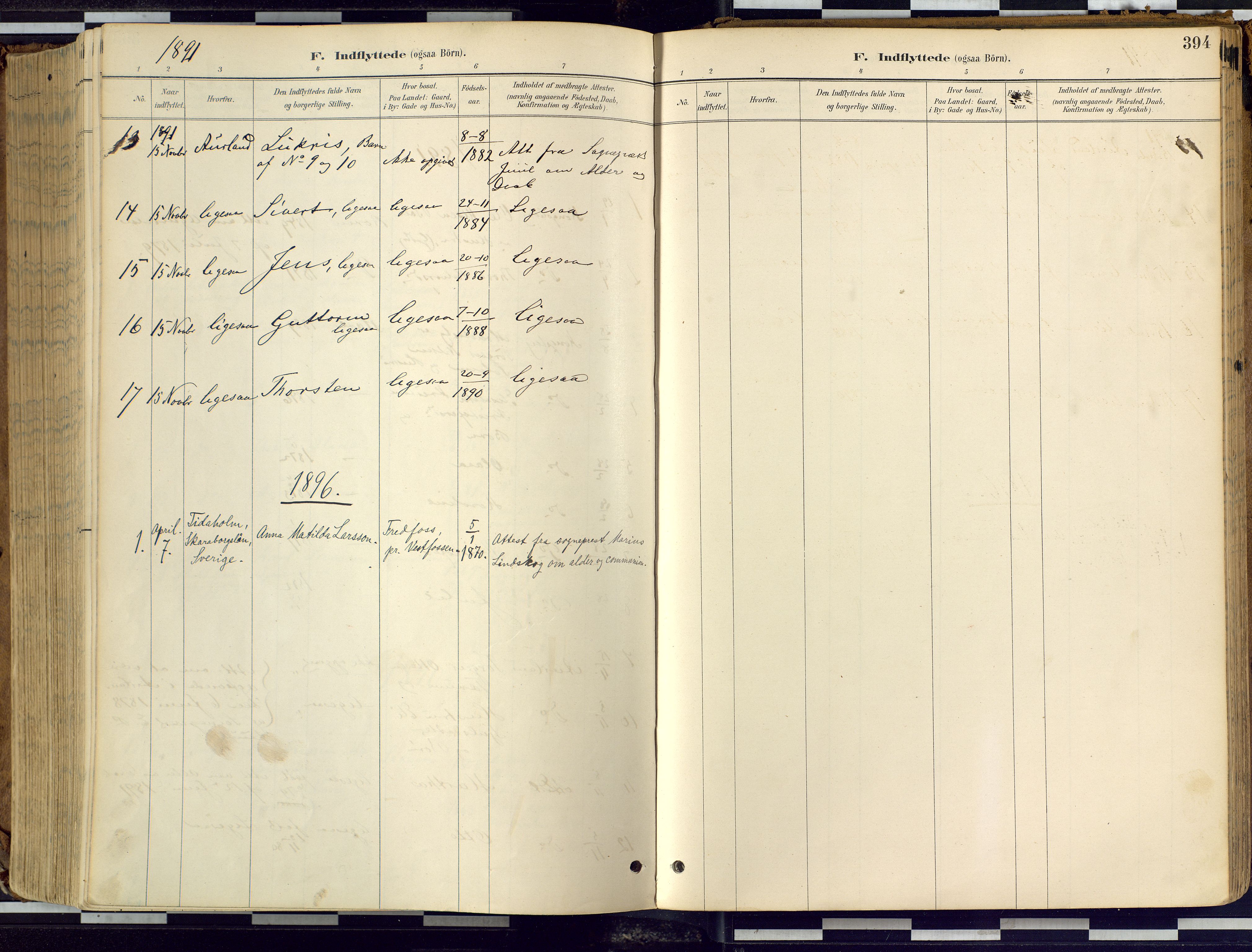 Eiker kirkebøker, SAKO/A-4/F/Fb/L0002: Parish register (official) no. II 2, 1889-1896, p. 394