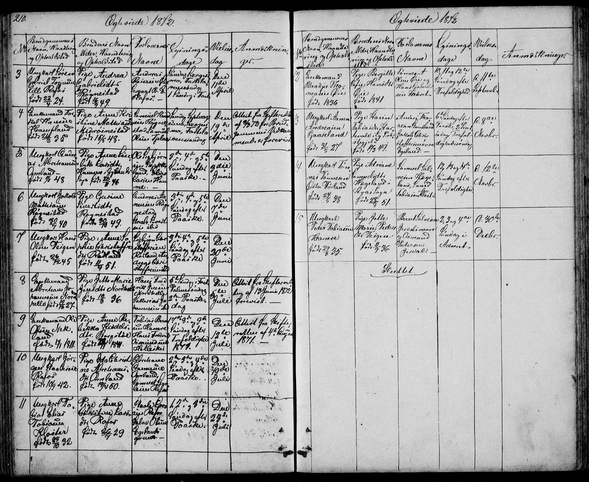 Kvinesdal sokneprestkontor, AV/SAK-1111-0026/F/Fb/Fbb/L0001: Parish register (copy) no. B 1, 1852-1872, p. 210