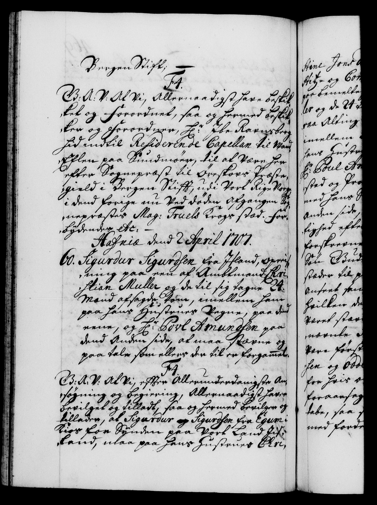 Danske Kanselli 1572-1799, AV/RA-EA-3023/F/Fc/Fca/Fcaa/L0019: Norske registre, 1704-1707, p. 469b